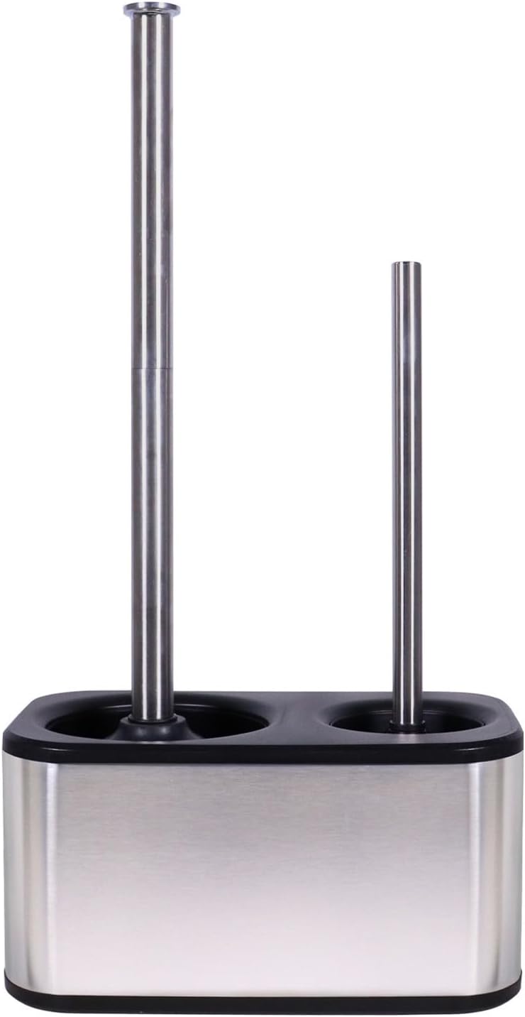 Blue Donuts Toilet Brush and Plunger Set with Holder, Sleek Minimalist Modern Oil Rubbed Bronze Bathroom Accessories Toilet Plunger and Toilet Bowl Brush Combo