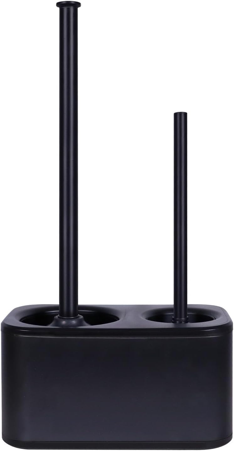 Blue Donuts Toilet Brush and Plunger Set with Holder, Sleek Minimalist Modern Oil Rubbed Bronze Bathroom Accessories Toilet Plunger and Toilet Bowl Brush Combo