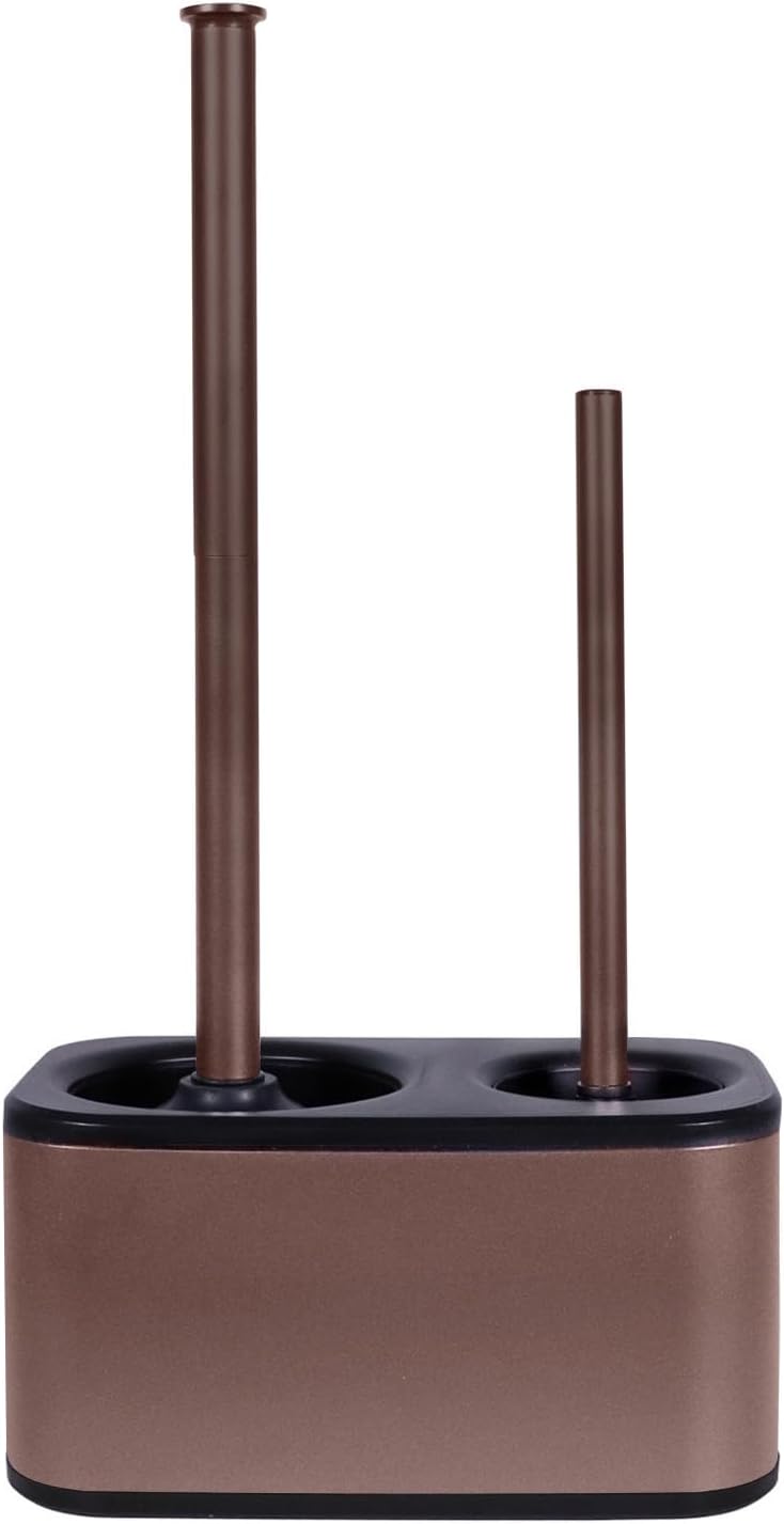 Blue Donuts Toilet Brush and Plunger Set with Holder, Sleek Minimalist Modern Oil Rubbed Bronze Bathroom Accessories Toilet Plunger and Toilet Bowl Brush Combo