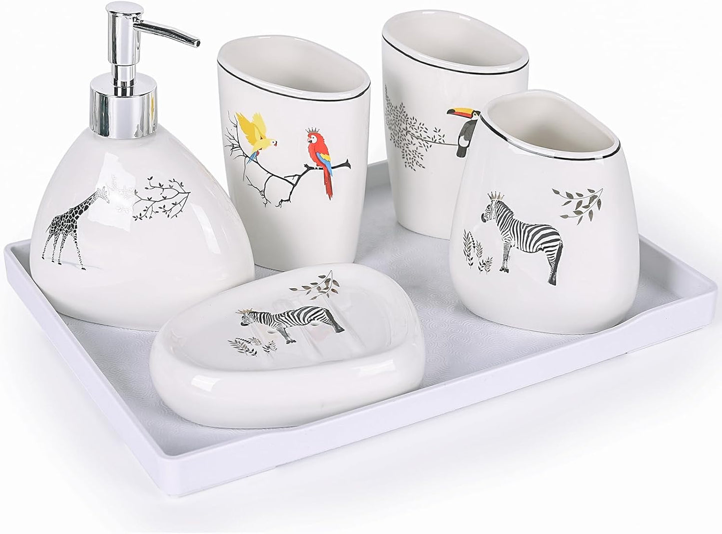 Black Bathroom Accessories Set,Gold Marble Look Bathroom Decor,Modern 6 Piece Bathroom Accessory Set,Complete with Soap Dispenser,Toothbrush Holder,Tumbler,Tray Countertop