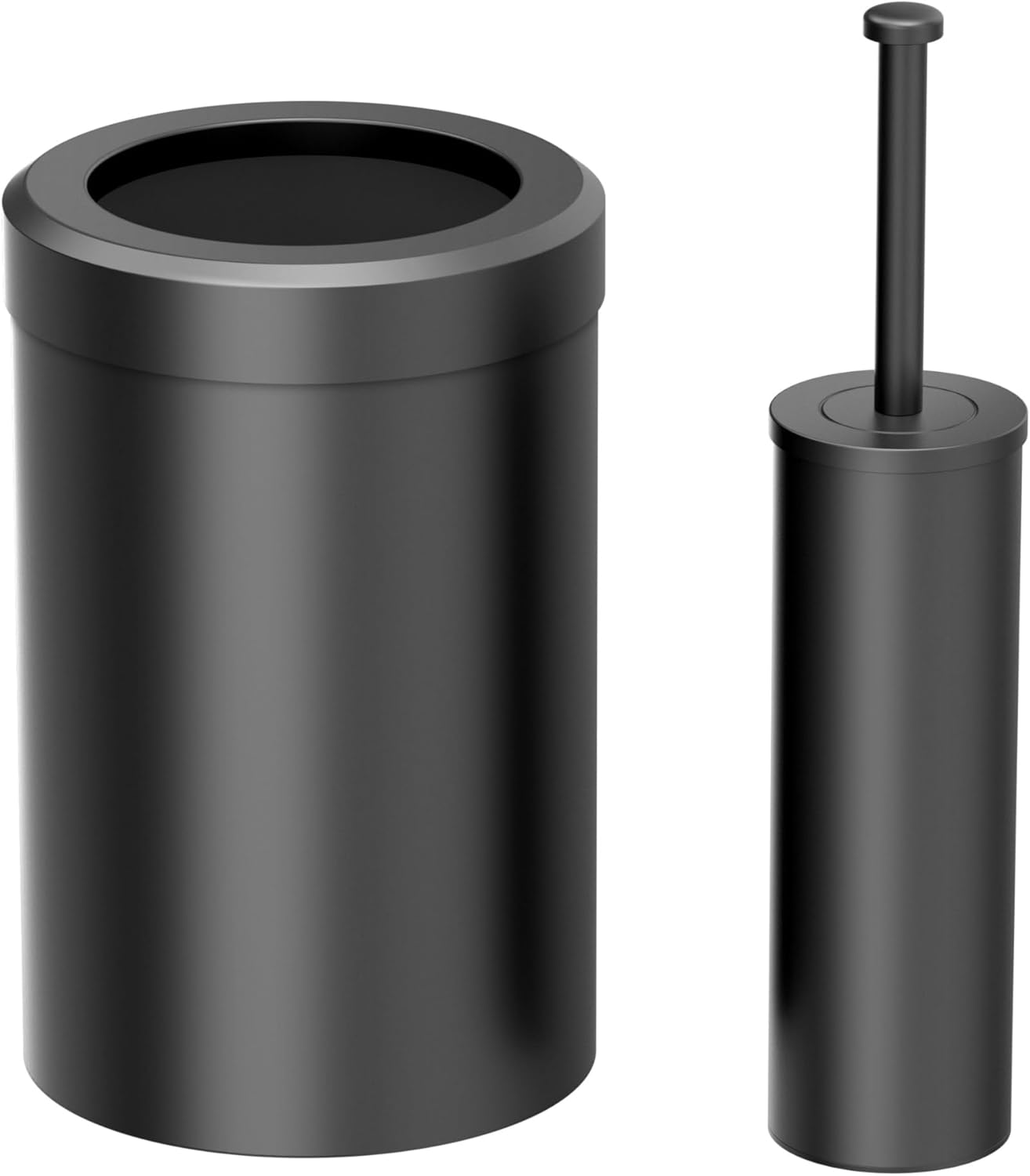 Gatco Modern Round Waste Basket and Toilet Brush Set, Satin Nickel- Stainless Steel Trash Can with Removable Lid, Leakproof, 3 Gallon Capacity for Bathroom, Bedroom, Kitchen, or Office