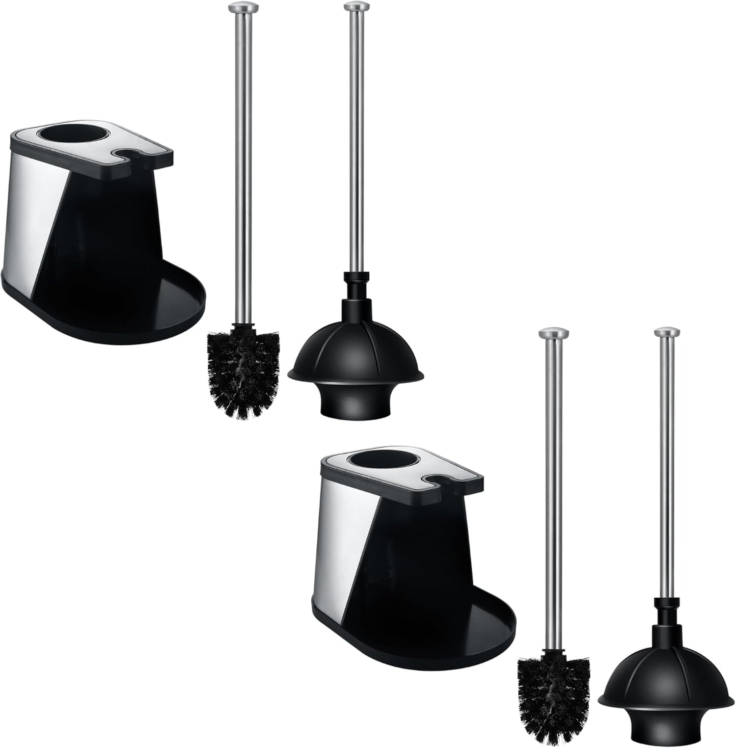 ToiletTree Products Modern Deluxe Freestanding Toilet Brush and Plunger Combo 2 Pack