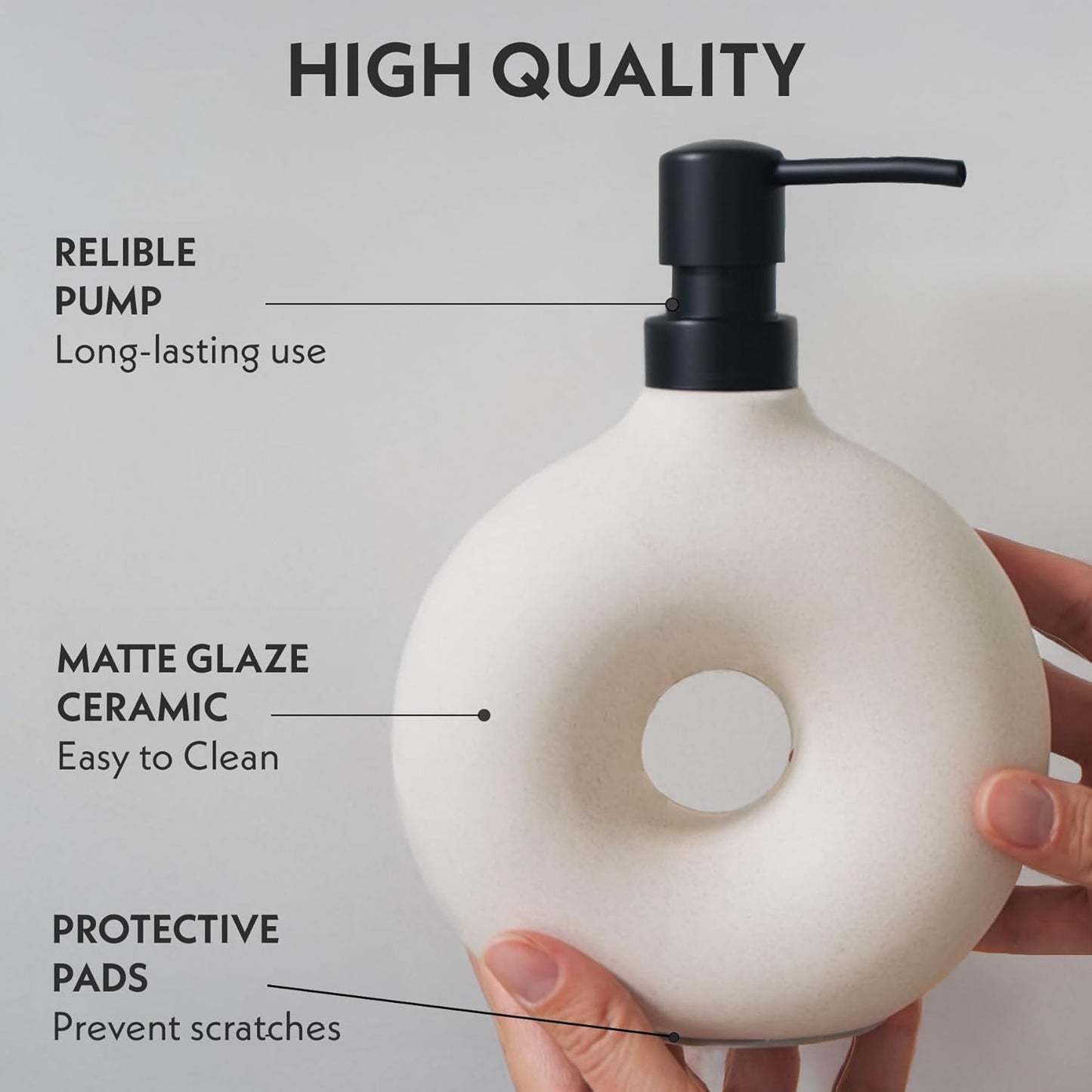 Ceramic Bathroom Accessory Set, 5 Pcs - Includes Soap Dispenser, Toothbrush Cup, Toothbrush Holder, Soap Dish & Candle Holder - Beige, Matte Glaze - Aesthetic Bathroom Decor