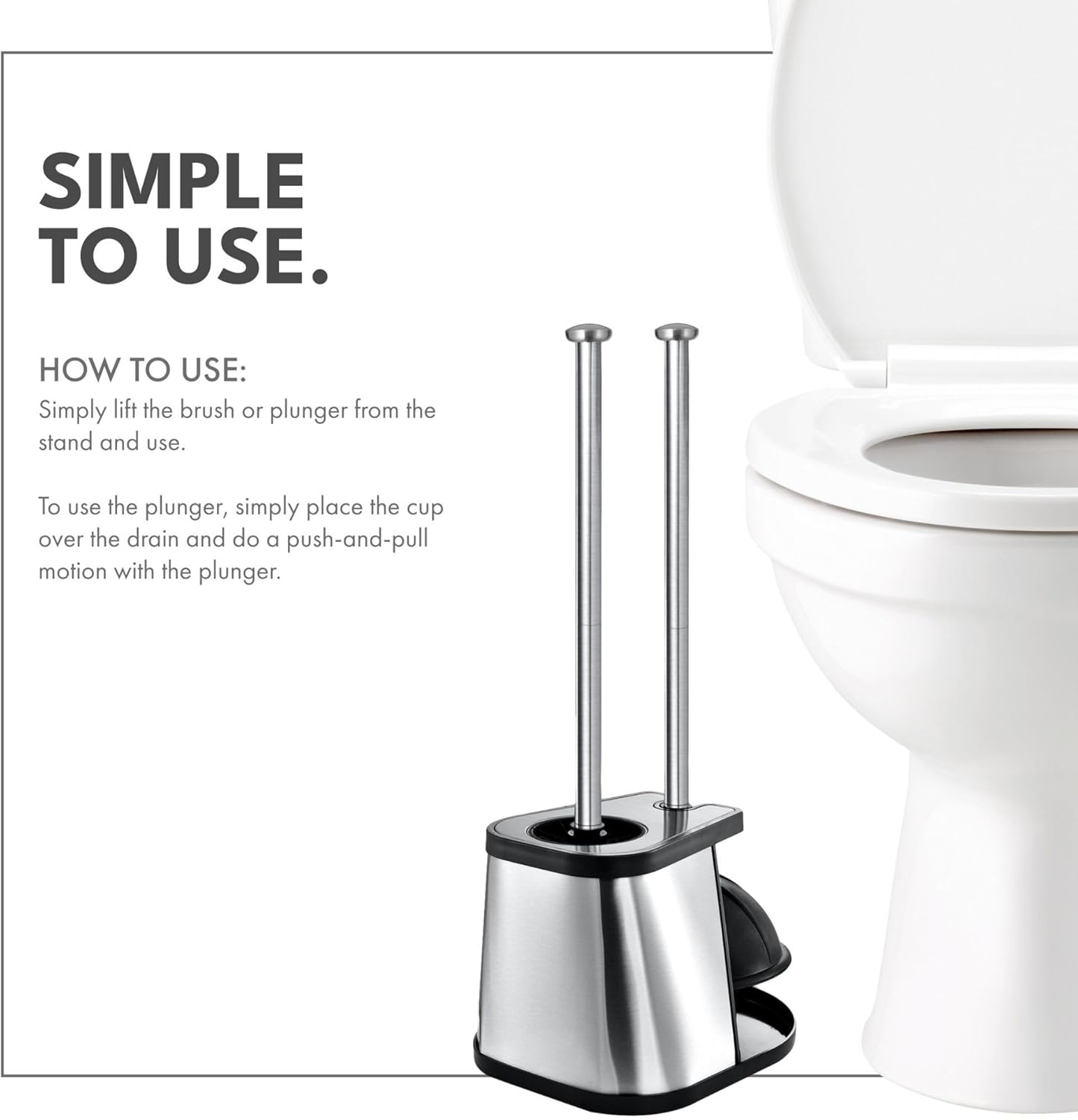 ToiletTree Products Modern Deluxe Freestanding Toilet Brush and Plunger Combo 2 Pack