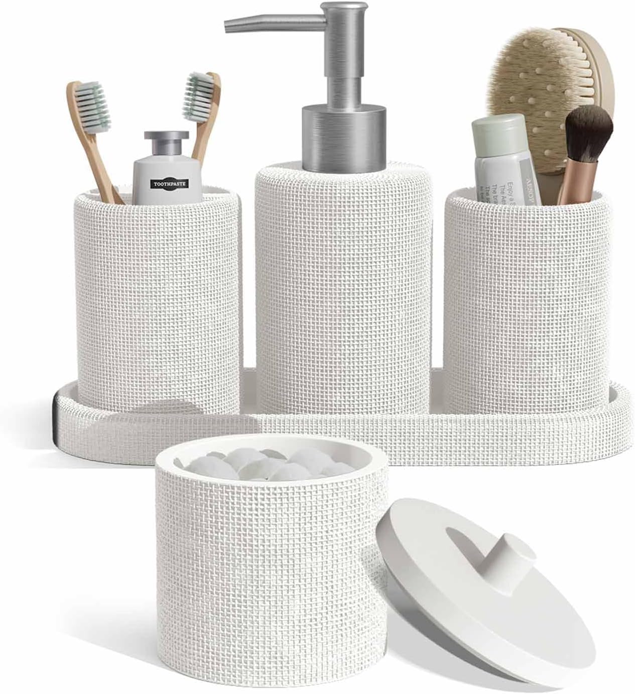Clara Clark Sage Green Bathroom Set - Bathroom Sets with Shower Curtain and Rugs, 21PC Bathroom Accessory Set, Shower Curtain Set with Soap Dispenser & Toothbrush Holder
