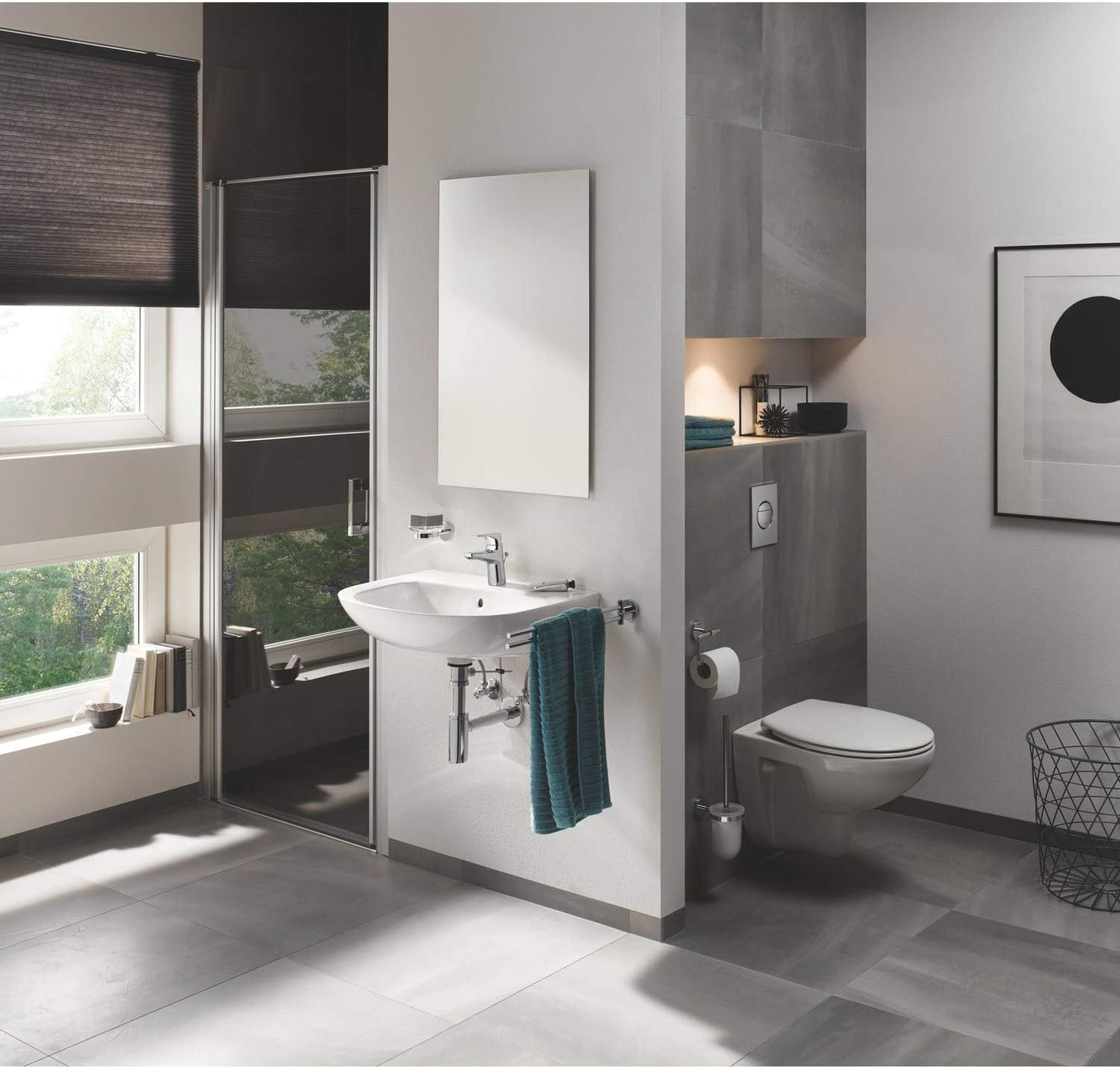 Grohe 40513001 Essentials Cube Toilet Brush Set