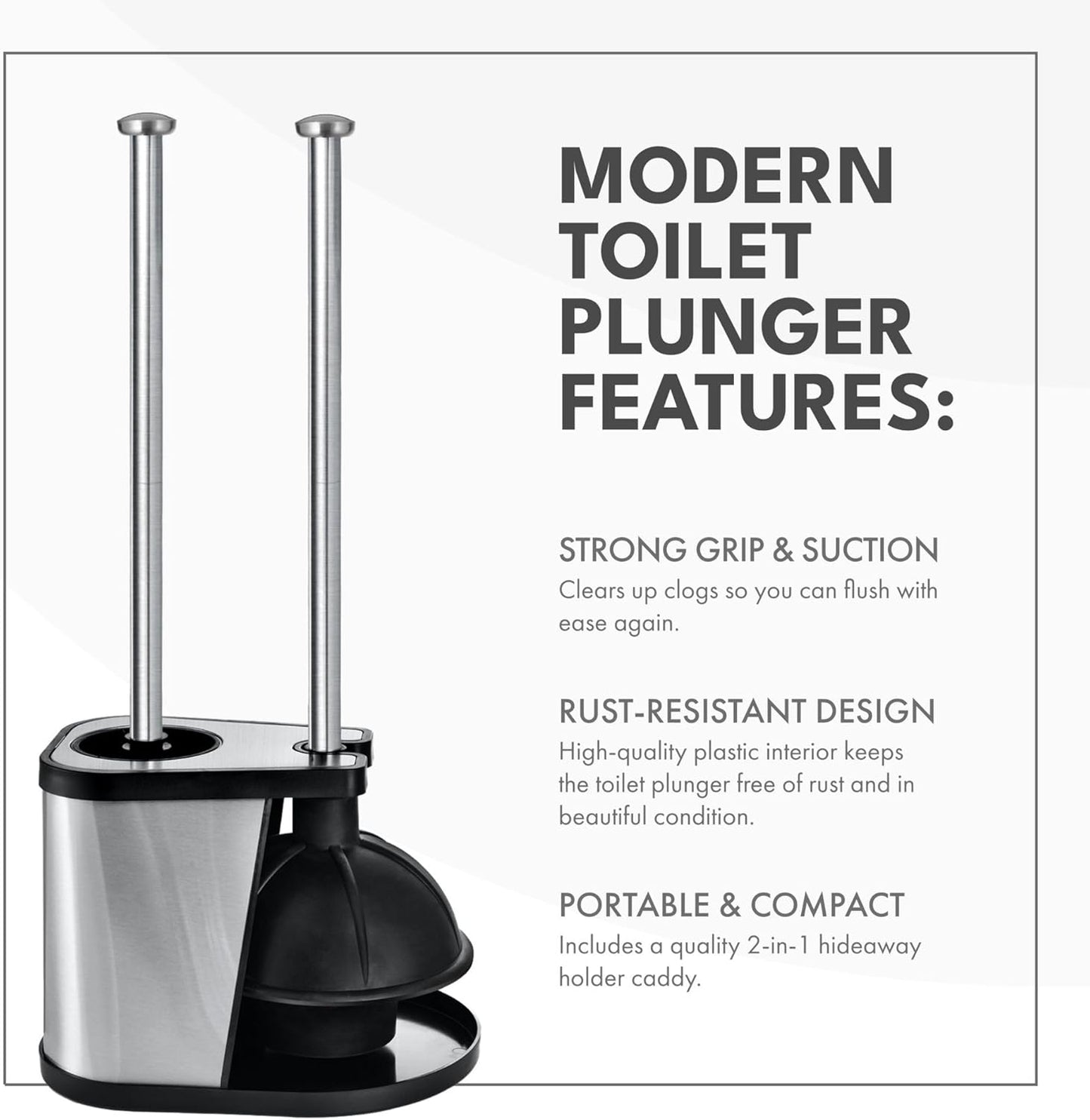 ToiletTree Products Modern Deluxe Freestanding Toilet Brush and Plunger Combo 2 Pack