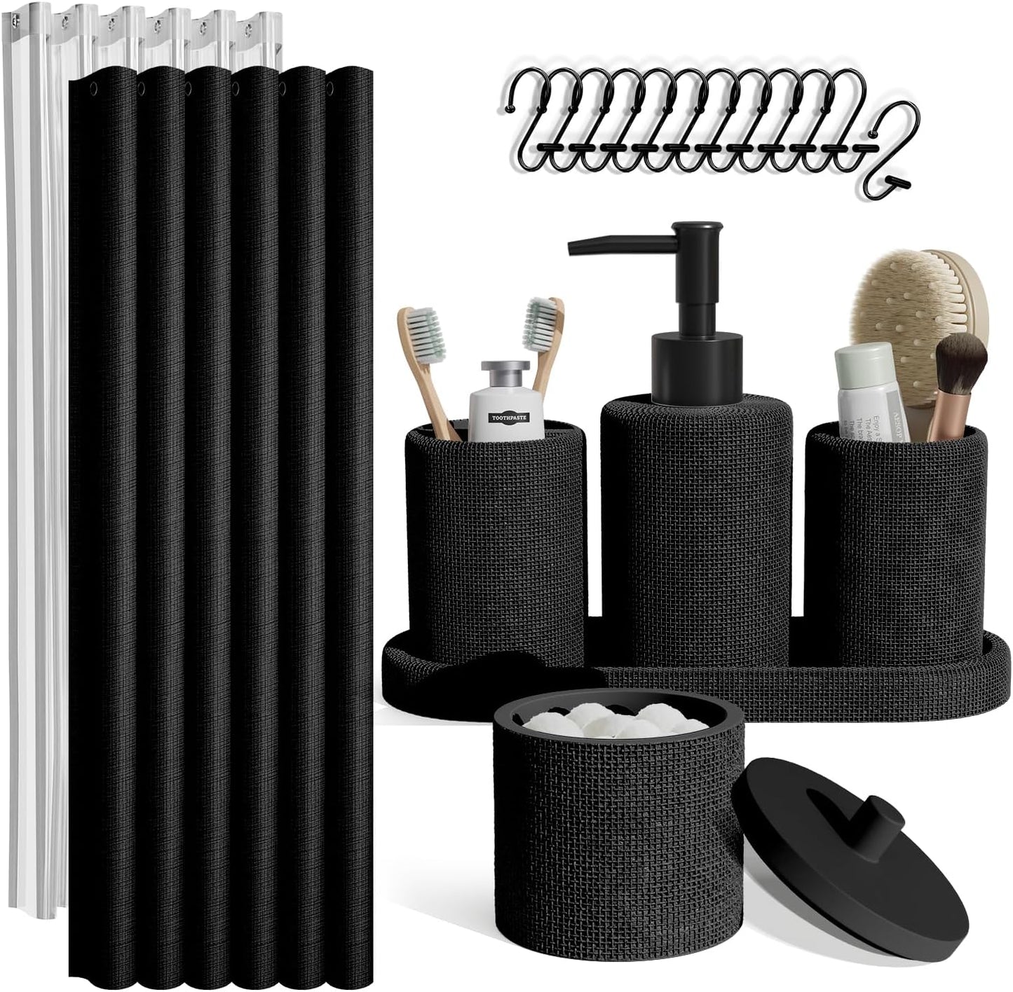 Clara Clark Sage Green Bathroom Set - Bathroom Sets with Shower Curtain and Rugs, 21PC Bathroom Accessory Set, Shower Curtain Set with Soap Dispenser & Toothbrush Holder