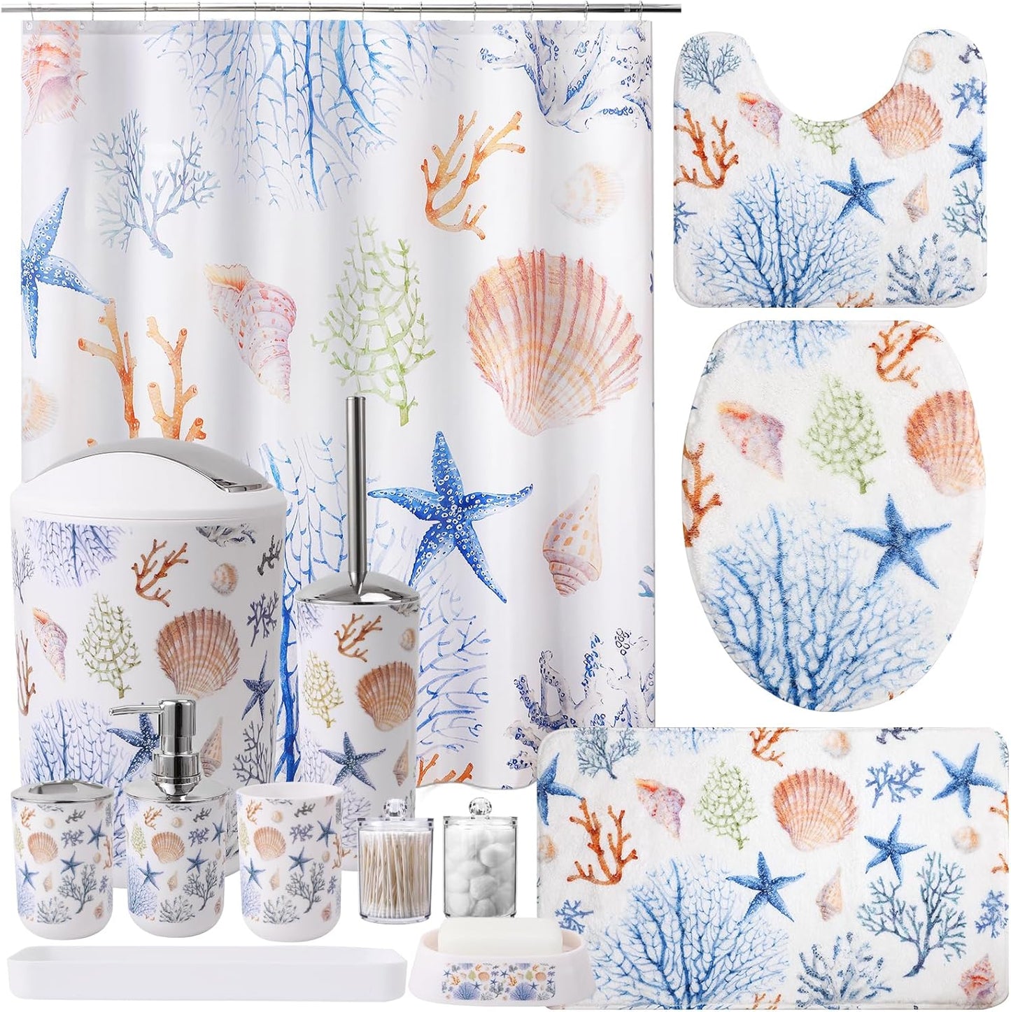 24PCS Bathroom Sets with Shower Curtain and Rugs,Bathroom Sets with Extra Soft and Absorbent Bath Rugs Purple Shower Curtain Set