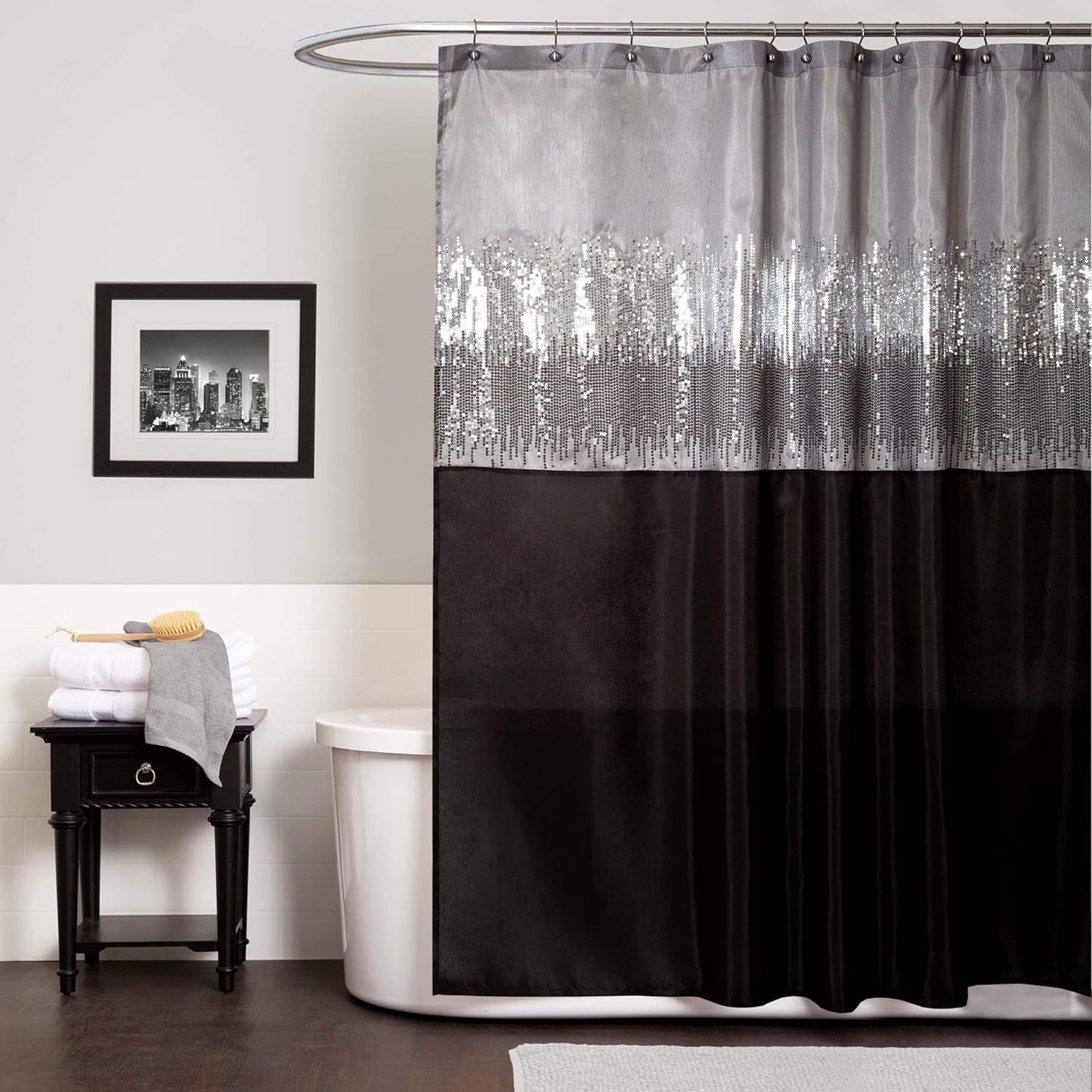 Lush Decor Night Sky Shower Curtain, 72"W x 84"L, Forged Iron