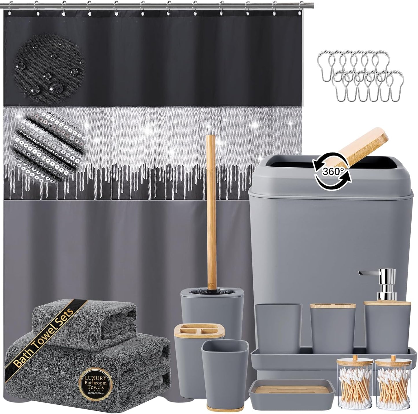 Dark Green Bathroom Sets with Shower Curtain and Rugs,Bathroom Sets Shower Curtain Set with Extra Soft and Absorbent Bathroom Rugs Green Bathroom Accessories