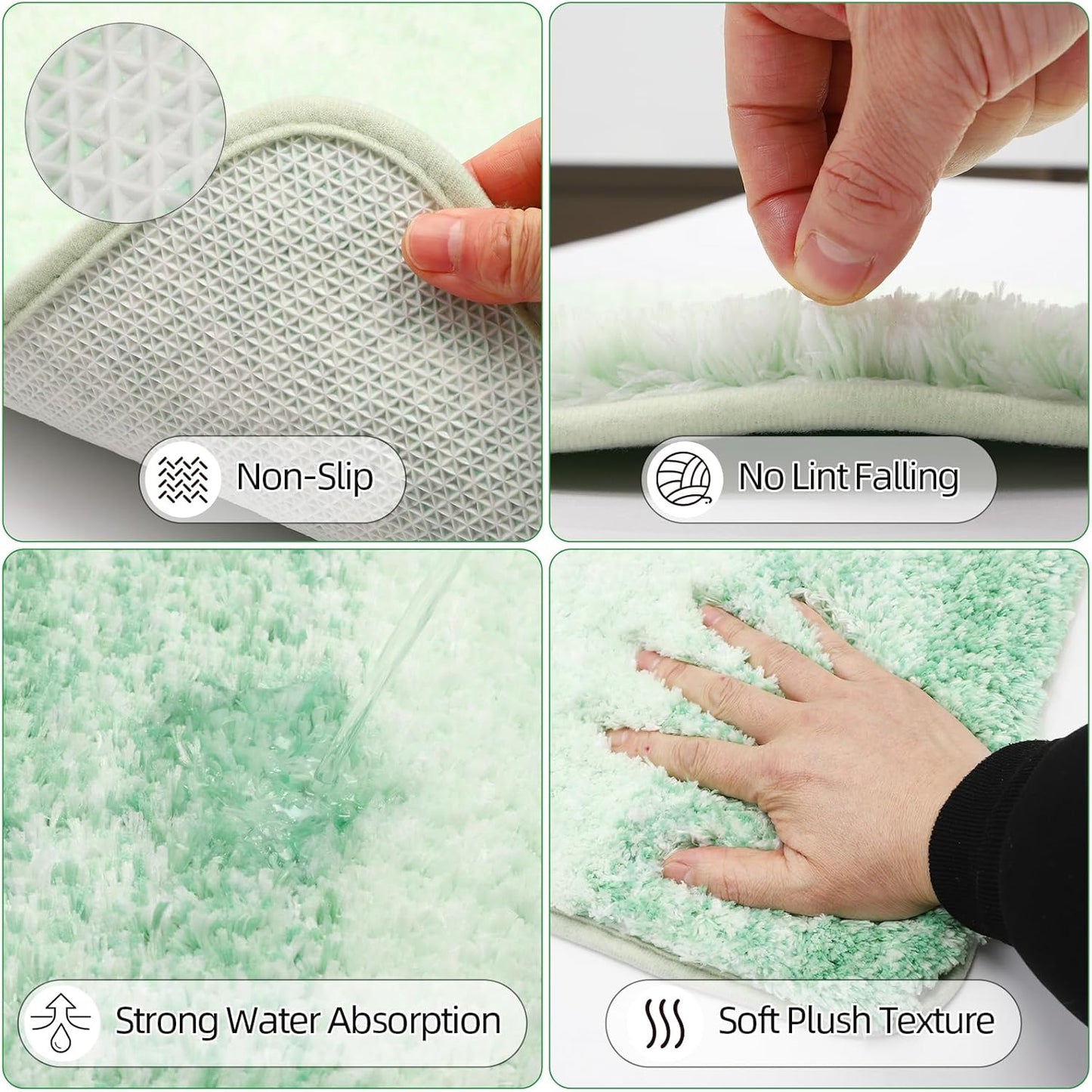 iMucci Bathroom Accessories Green Bathroom Sets with Shower Curtain and Rug, Green Ombre Waterproof Shower Curtain with Ultra Absorbent Rug Bathroom Accessories Set for Home Decor
