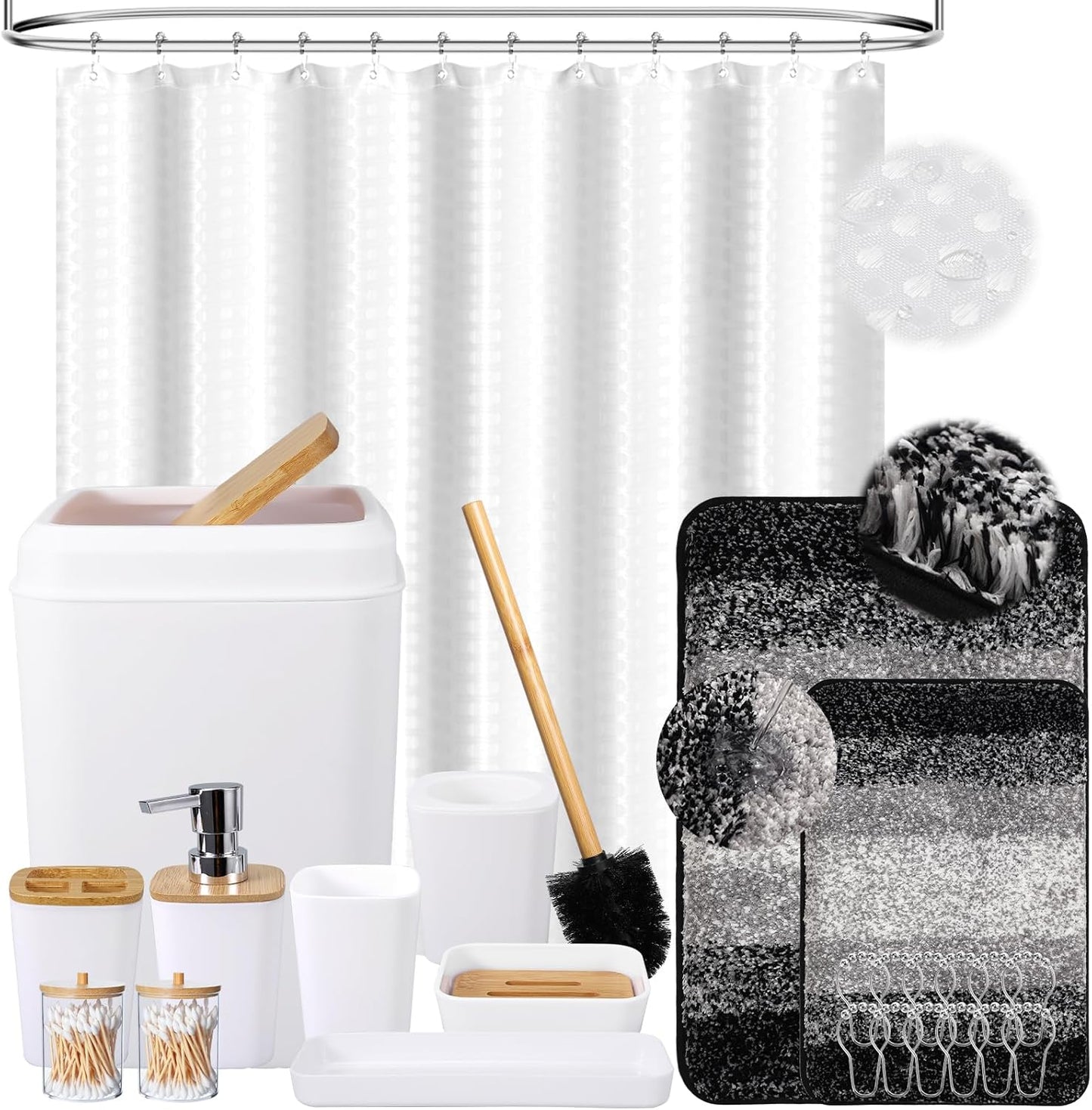 Dark Green Bathroom Sets with Shower Curtain and Rugs,Bathroom Sets Shower Curtain Set with Extra Soft and Absorbent Bathroom Rugs Green Bathroom Accessories