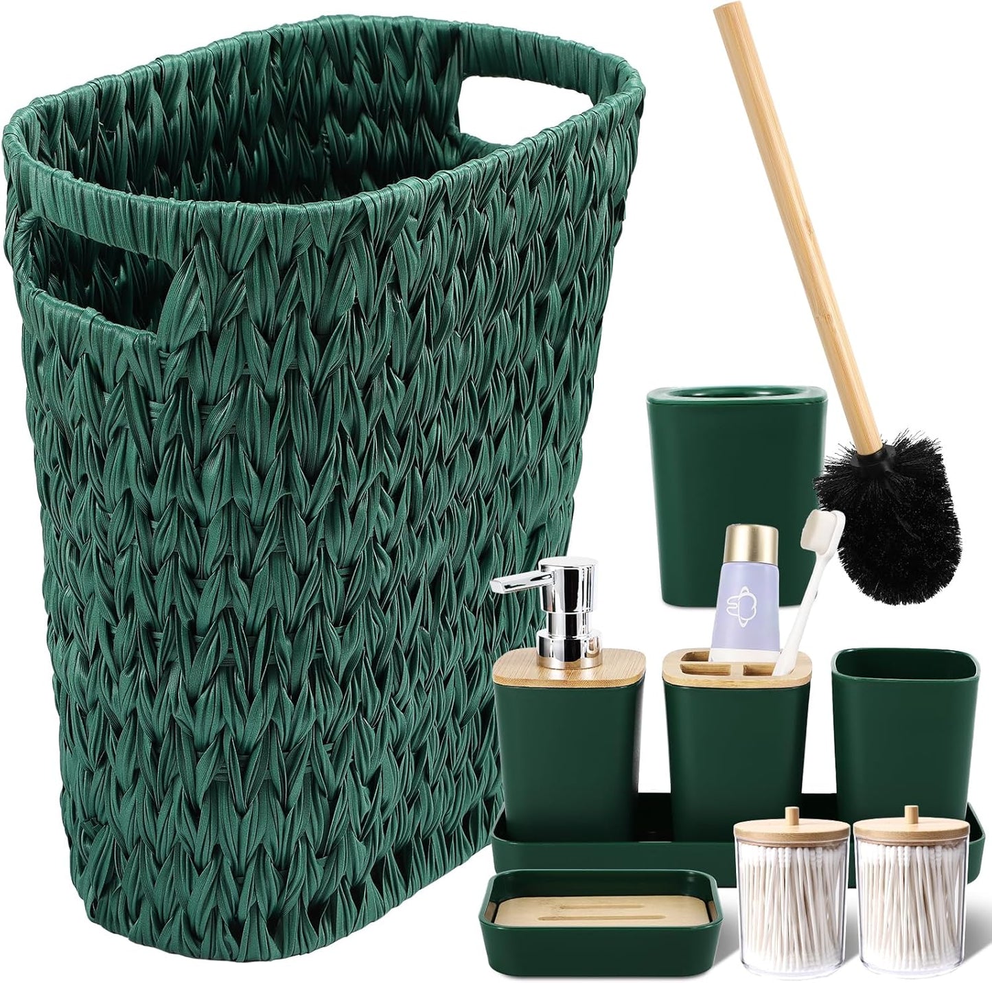 Dark Green Bathroom Sets with Shower Curtain and Rugs,Bathroom Sets Shower Curtain Set with Extra Soft and Absorbent Bathroom Rugs Green Bathroom Accessories