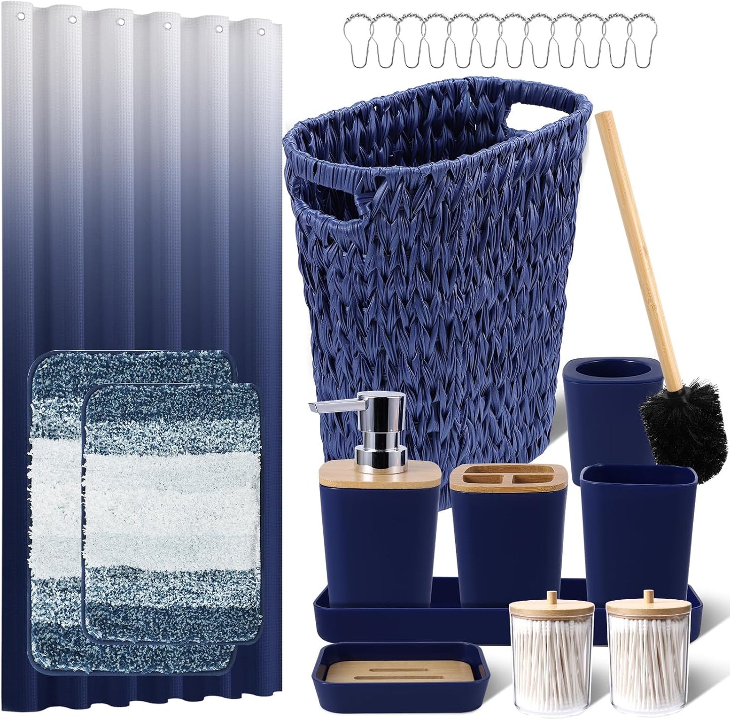 Dark Green Bathroom Sets with Shower Curtain and Rugs,Bathroom Sets Shower Curtain Set with Extra Soft and Absorbent Bathroom Rugs Green Bathroom Accessories