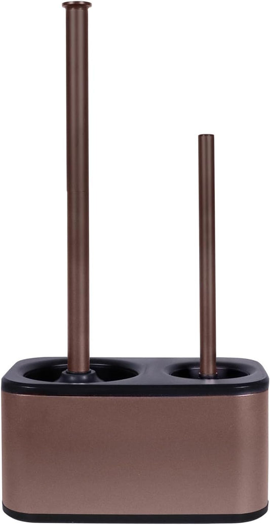 Blue Donuts Toilet Brush and Plunger Set with Holder, Sleek Minimalist Modern Oil Rubbed Bronze Bathroom Accessories Toilet Plunger and Toilet Bowl Brush Combo