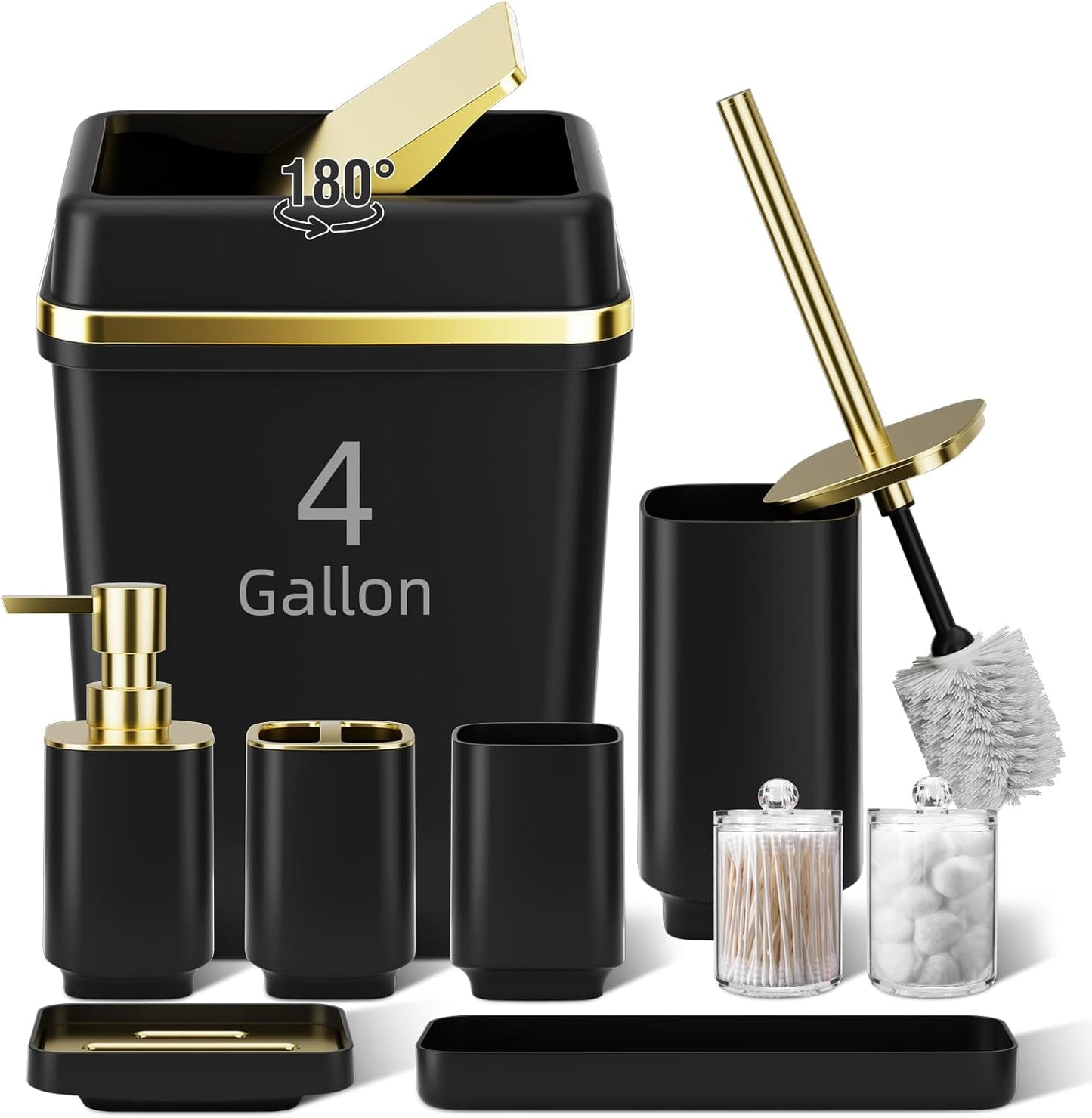 32PCS Bathroom Accessory Set Bathroom Accessories Set Navy Blue Bathroom Set, Shower Curtain Set, 2 Piece Bath Towel Set, 3PC Soap Dispenser, Toilet Brush & Trash Can
