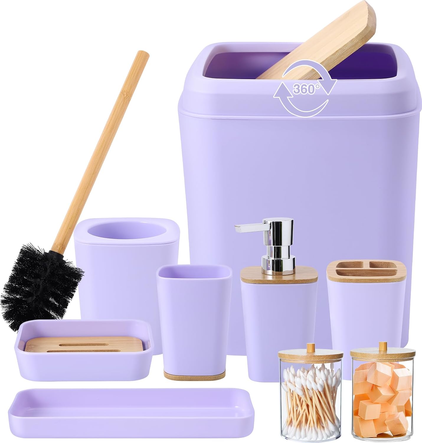 24PCS Bathroom Sets with Shower Curtain and Rugs,Bathroom Sets with Extra Soft and Absorbent Bath Rugs Purple Shower Curtain Set