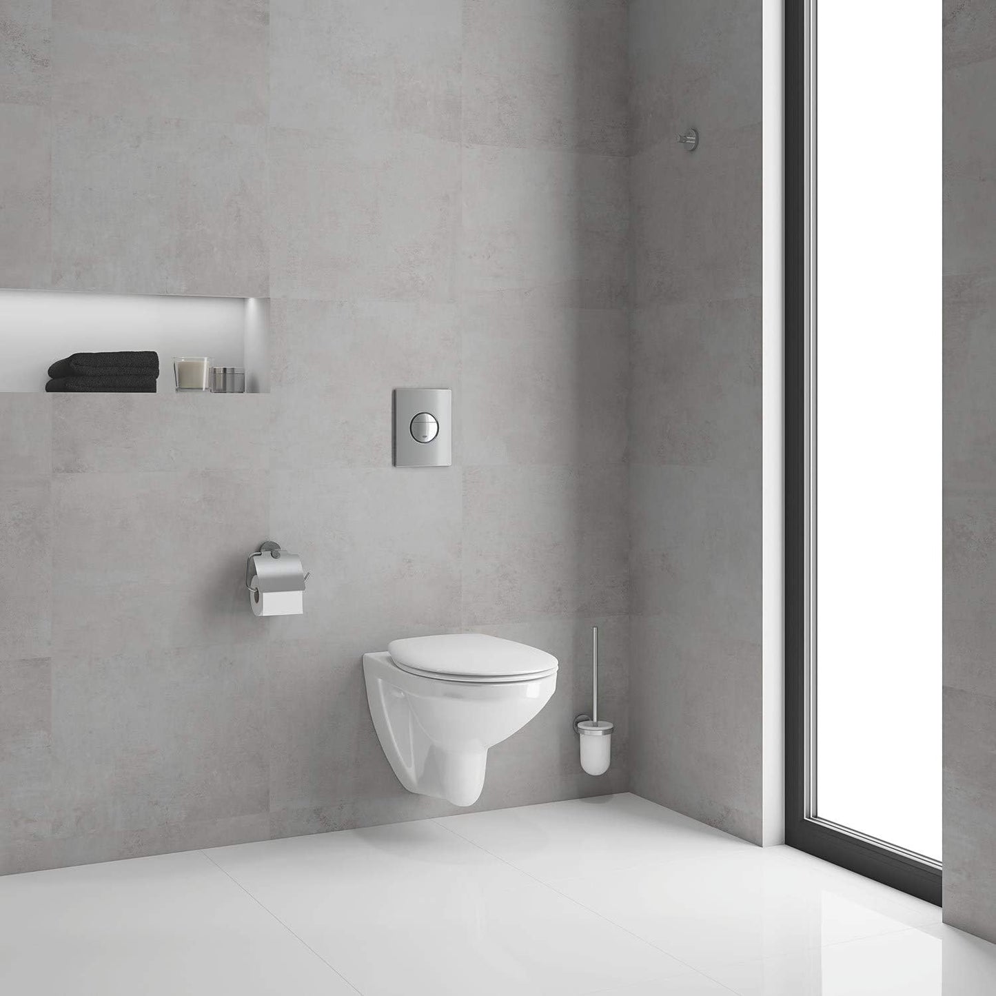 Grohe 40513001 Essentials Cube Toilet Brush Set