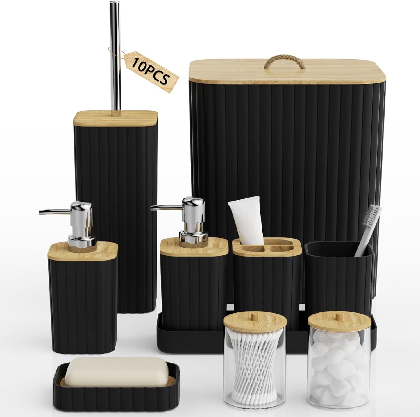 Bathroom Accessory Set - 25PC Bathroom Sets with Shower Curtain and Rugs, Navy Blue Bathroom Set, Bathroom Accessories Set, Shower Curtain Sets with Rugs, Bathroom Trash Can & Soap Dispenser