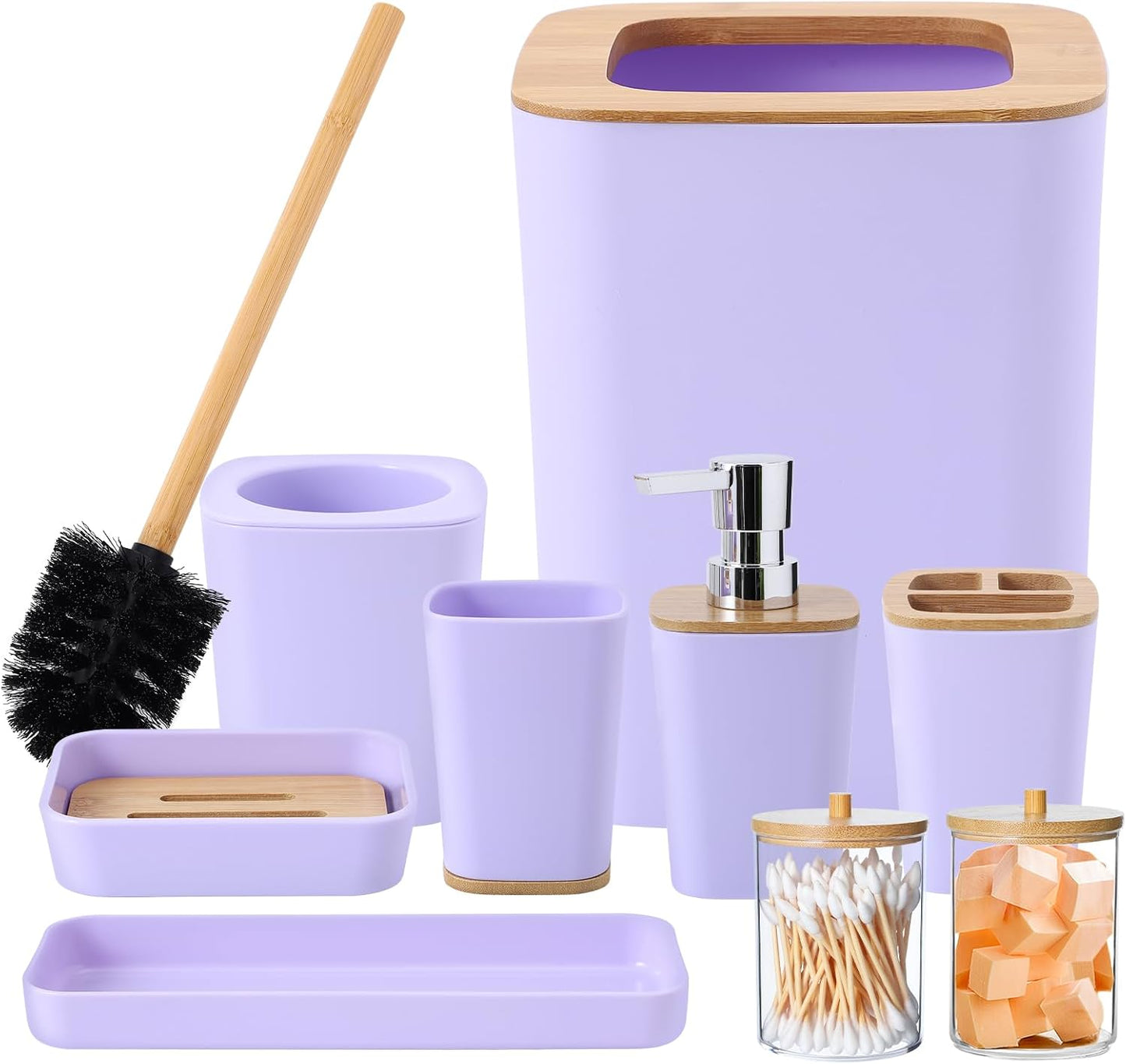 24PCS Bathroom Sets with Shower Curtain and Rugs,Bathroom Sets with Extra Soft and Absorbent Bath Rugs Purple Shower Curtain Set