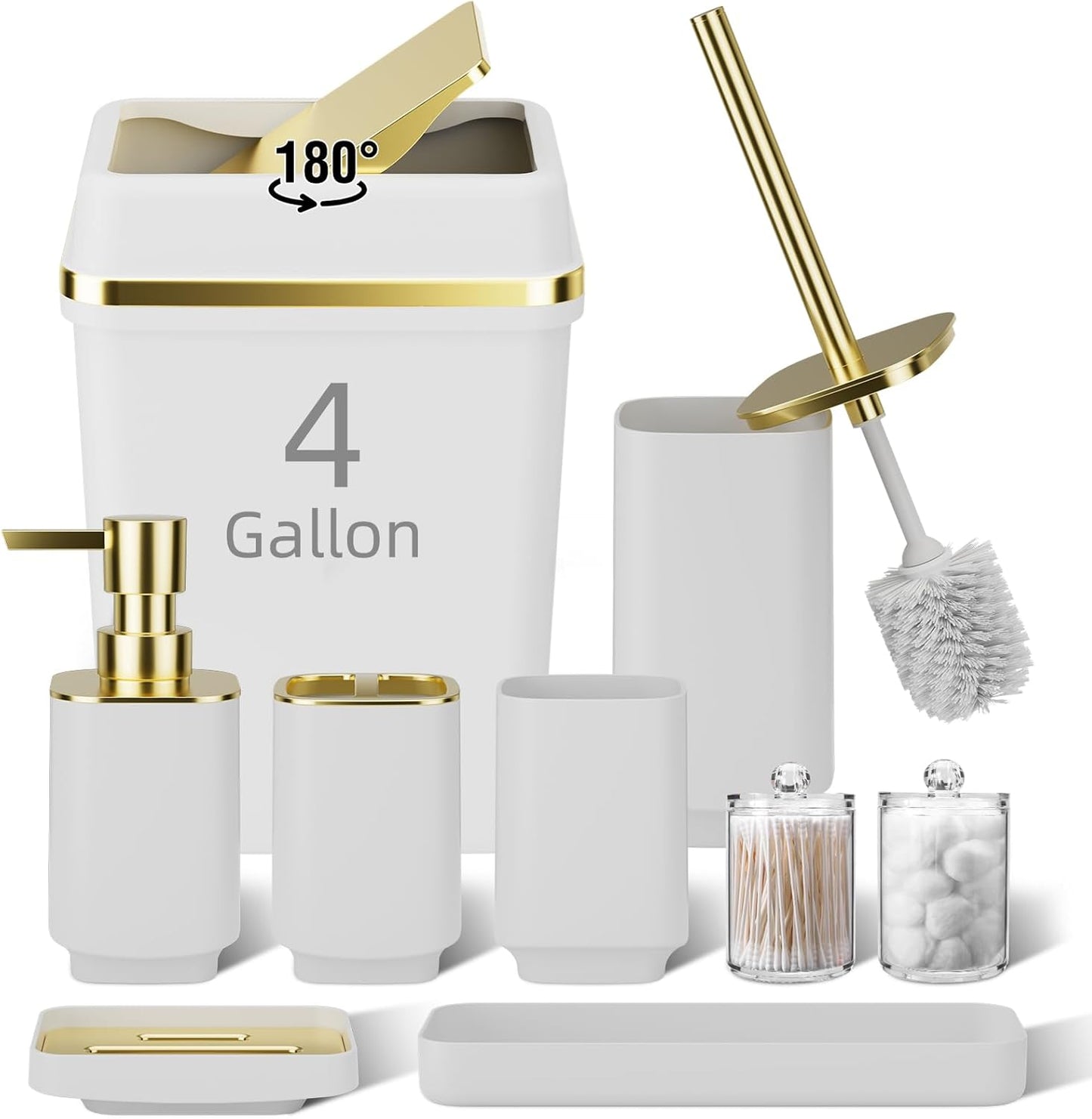 32PCS Bathroom Accessory Set Bathroom Accessories Set Navy Blue Bathroom Set, Shower Curtain Set, 2 Piece Bath Towel Set, 3PC Soap Dispenser, Toilet Brush & Trash Can