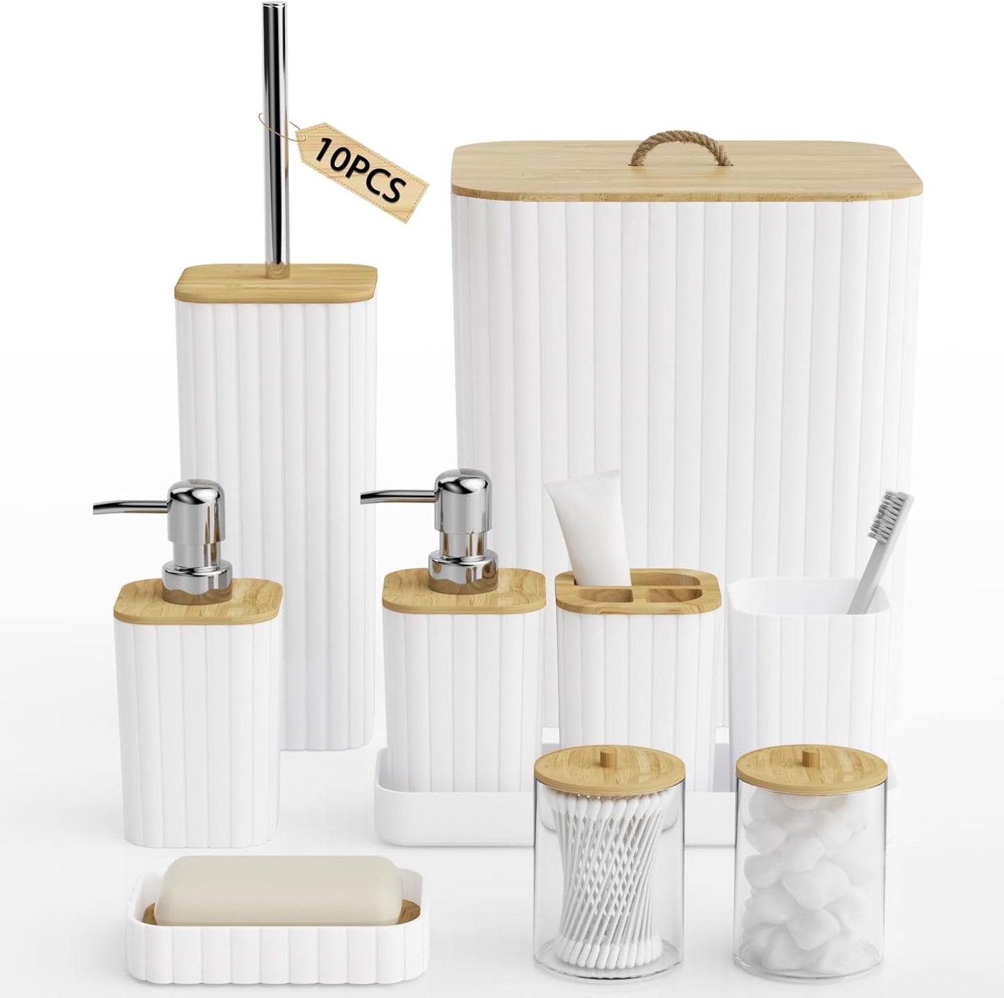 Bathroom Accessory Set - 25PC Bathroom Sets with Shower Curtain and Rugs, Navy Blue Bathroom Set, Bathroom Accessories Set, Shower Curtain Sets with Rugs, Bathroom Trash Can & Soap Dispenser