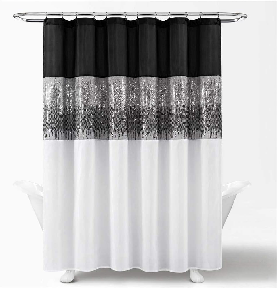 Lush Decor Night Sky Shower Curtain, 72"W x 84"L, Forged Iron