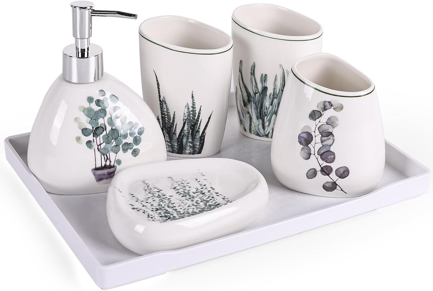 Black Bathroom Accessories Set,Gold Marble Look Bathroom Decor,Modern 6 Piece Bathroom Accessory Set,Complete with Soap Dispenser,Toothbrush Holder,Tumbler,Tray Countertop