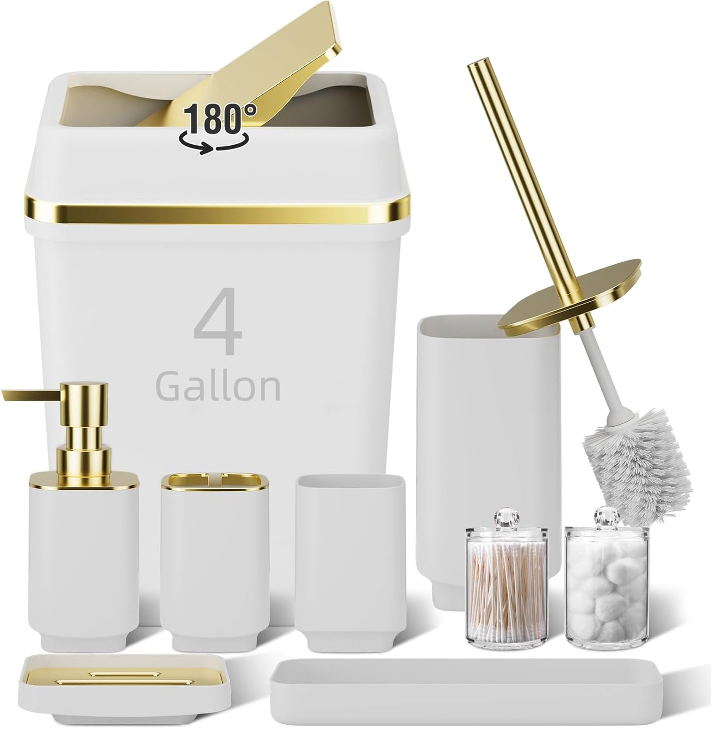 32PCS Bathroom Accessory Set Bathroom Accessories Set Navy Blue Bathroom Set, Shower Curtain Set, 2 Piece Bath Towel Set, 3PC Soap Dispenser, Toilet Brush & Trash Can