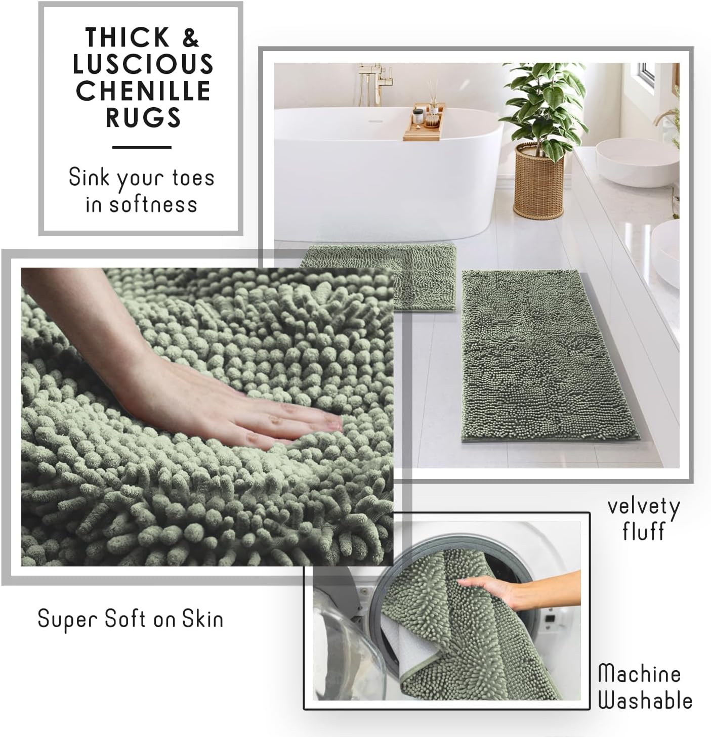 Clara Clark Sage Green Bathroom Set - Bathroom Sets with Shower Curtain and Rugs, 21PC Bathroom Accessory Set, Shower Curtain Set with Soap Dispenser & Toothbrush Holder