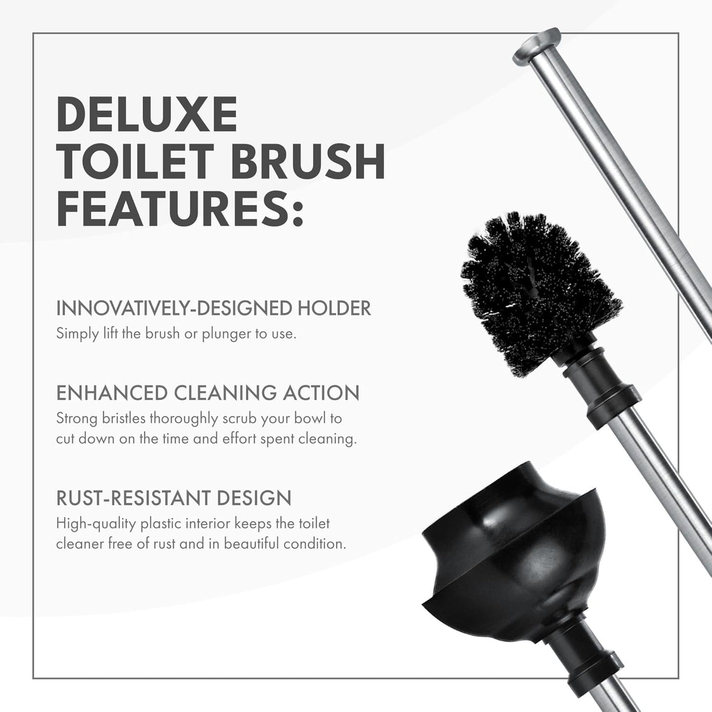 ToiletTree Products Modern Deluxe Freestanding Toilet Brush and Plunger Combo 2 Pack