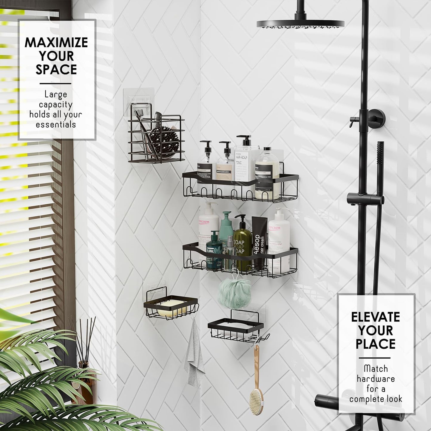 Bathroom Accessories Set with Shower Caddy and Bath Rugs 27PC Bathroom Accessory Set with Shower Caddies Green Bath Rugs, Shower Curtain Set, Toilet Brush, Trash Can, Soap Dispenser, Toothbrush holder