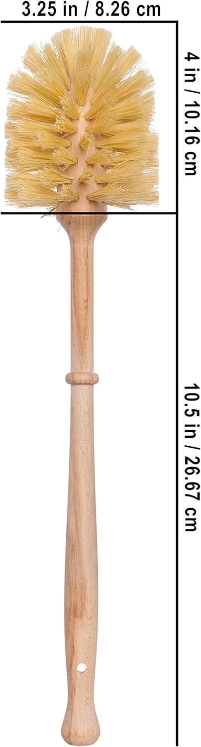 REDECKER Oiled Beechwood Toilet Brush Stand with Tampico Fiber Toilet Brush, 9-7/8 inches - Natural Bristles are Heat-Resistant and Retain Shape, Made in Germany - Wood Toilet Brush Set