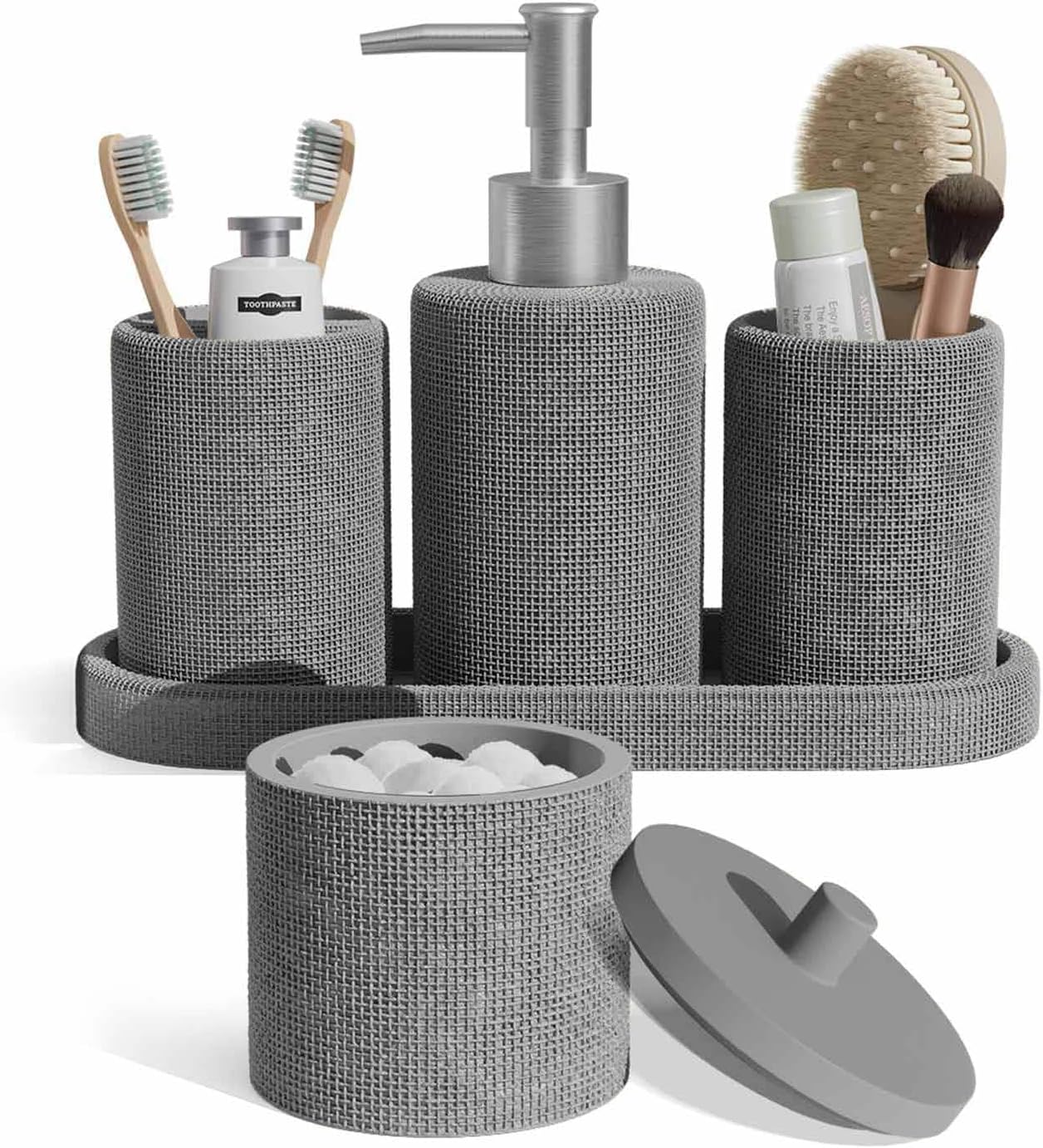 Clara Clark Sage Green Bathroom Set - Bathroom Sets with Shower Curtain and Rugs, 21PC Bathroom Accessory Set, Shower Curtain Set with Soap Dispenser & Toothbrush Holder