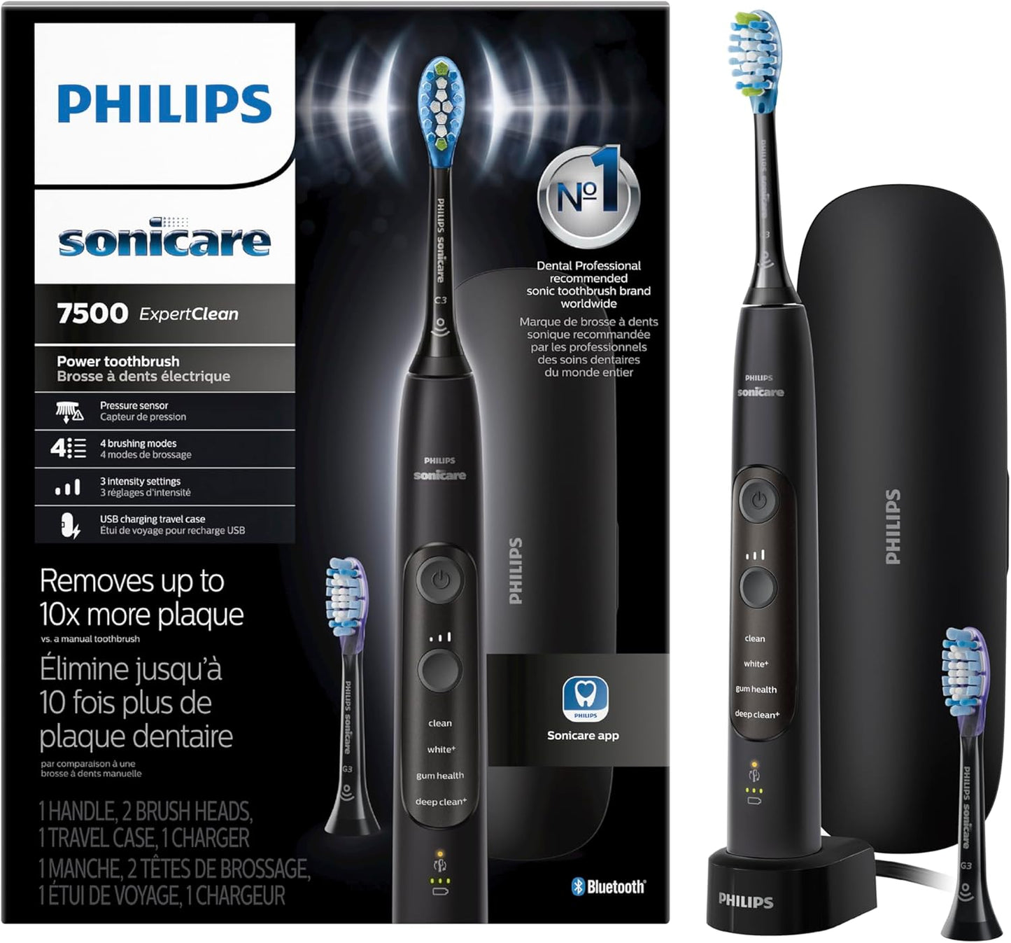 Philips Sonicare ExpertClean 7500 Pink, Rechargeable Electric Power Toothbrush, HX9690/07