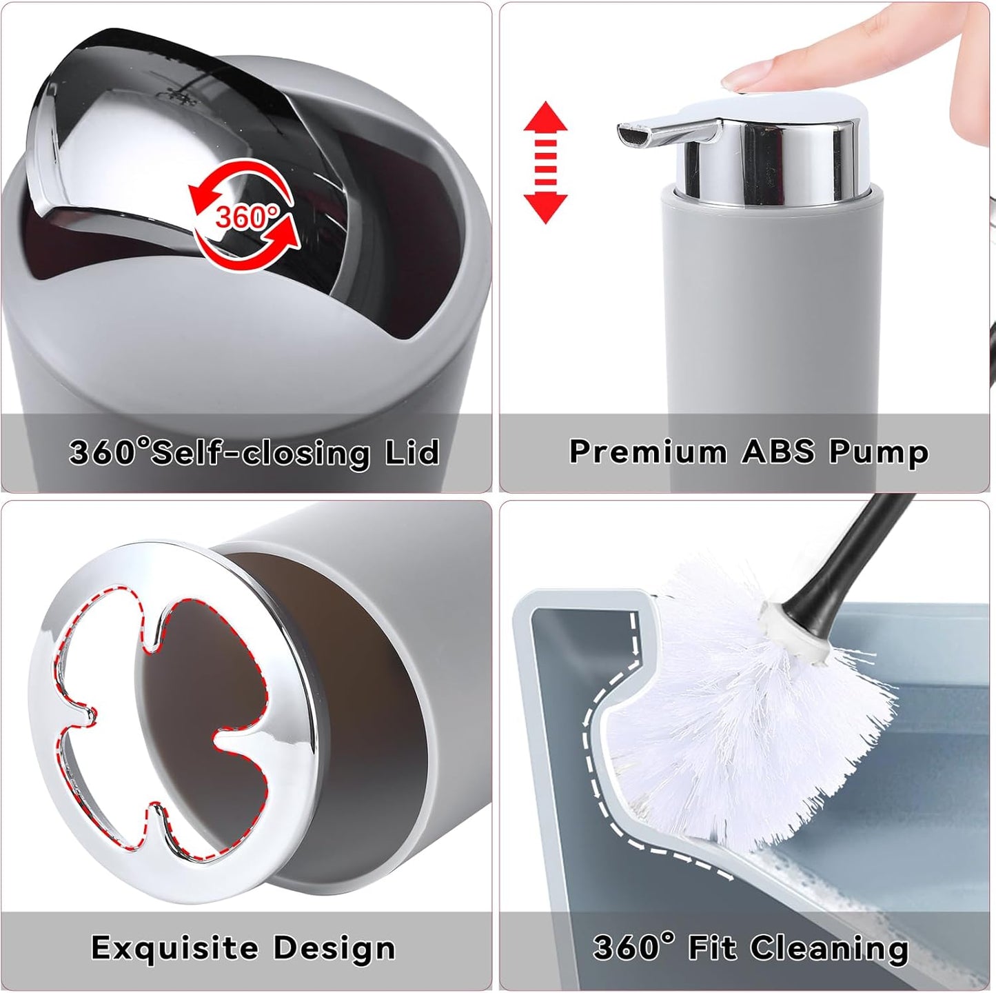 iMucci 24PCS Bathroom Accessories Set with Shower Curtainand Rugs,Bathroom Set Grey Shower Curtain Set Bathroom Decor