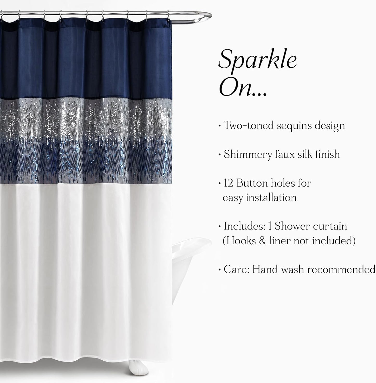 Lush Decor Night Sky Shower Curtain, 72"W x 84"L, Forged Iron