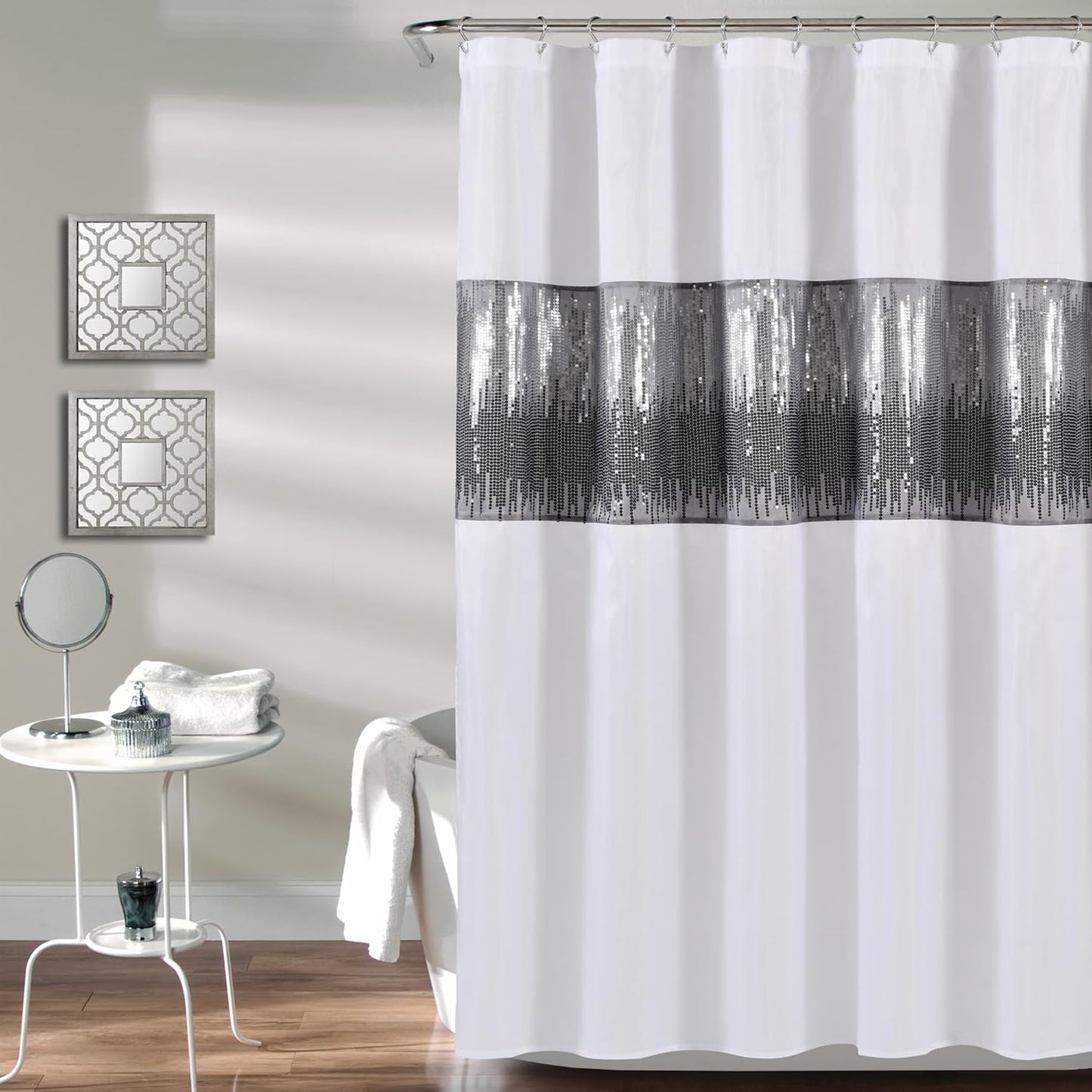 Lush Decor Night Sky Shower Curtain, 72"W x 84"L, Forged Iron