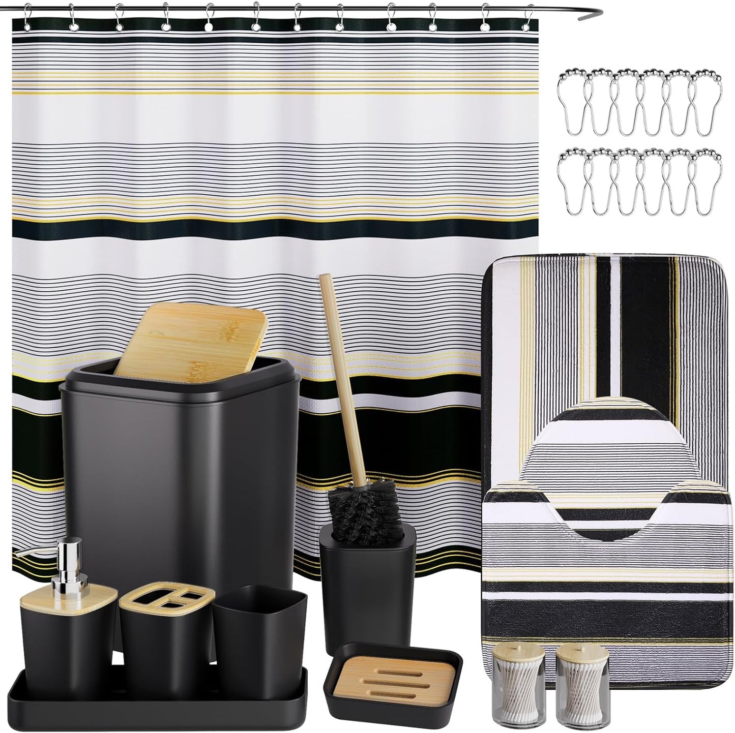 Dark Green Bathroom Sets with Shower Curtain and Rugs,Bathroom Sets Shower Curtain Set with Extra Soft and Absorbent Bathroom Rugs Green Bathroom Accessories
