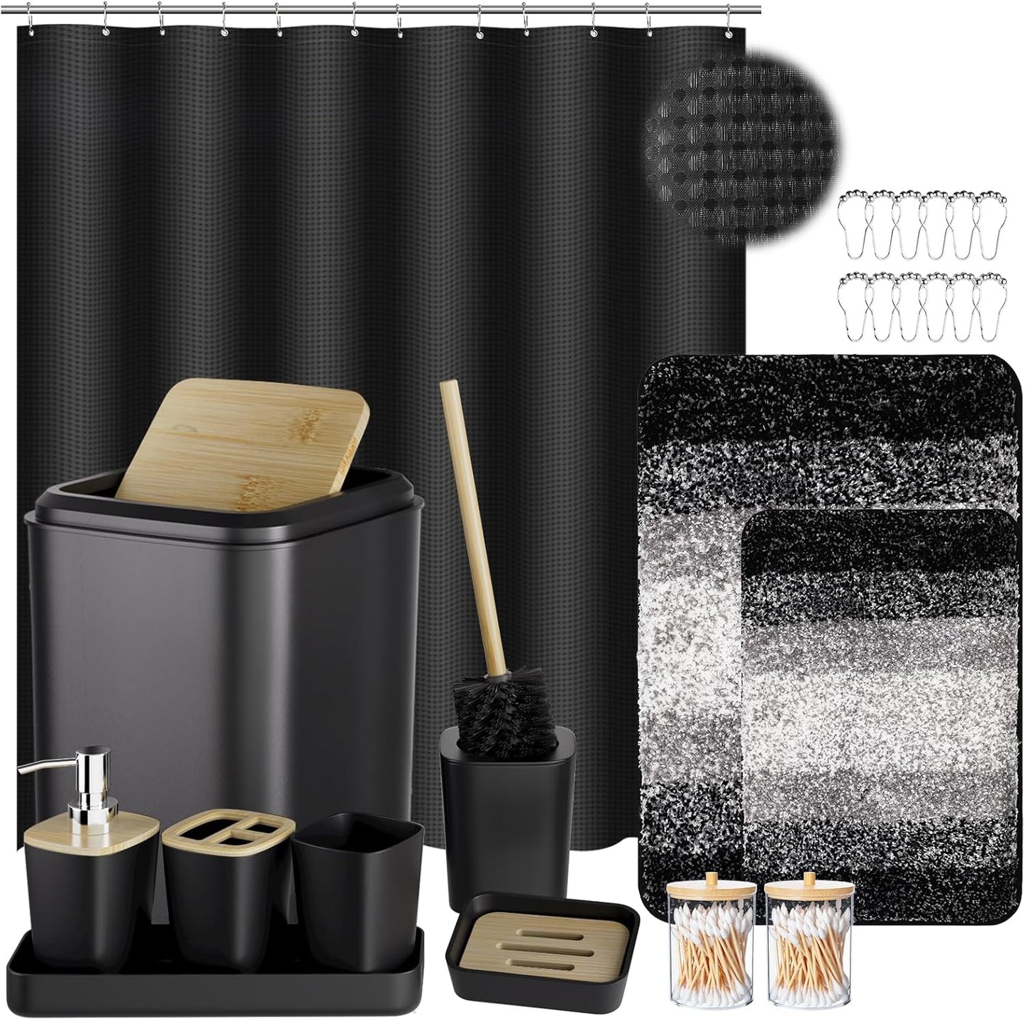 Dark Green Bathroom Sets with Shower Curtain and Rugs,Bathroom Sets Shower Curtain Set with Extra Soft and Absorbent Bathroom Rugs Green Bathroom Accessories