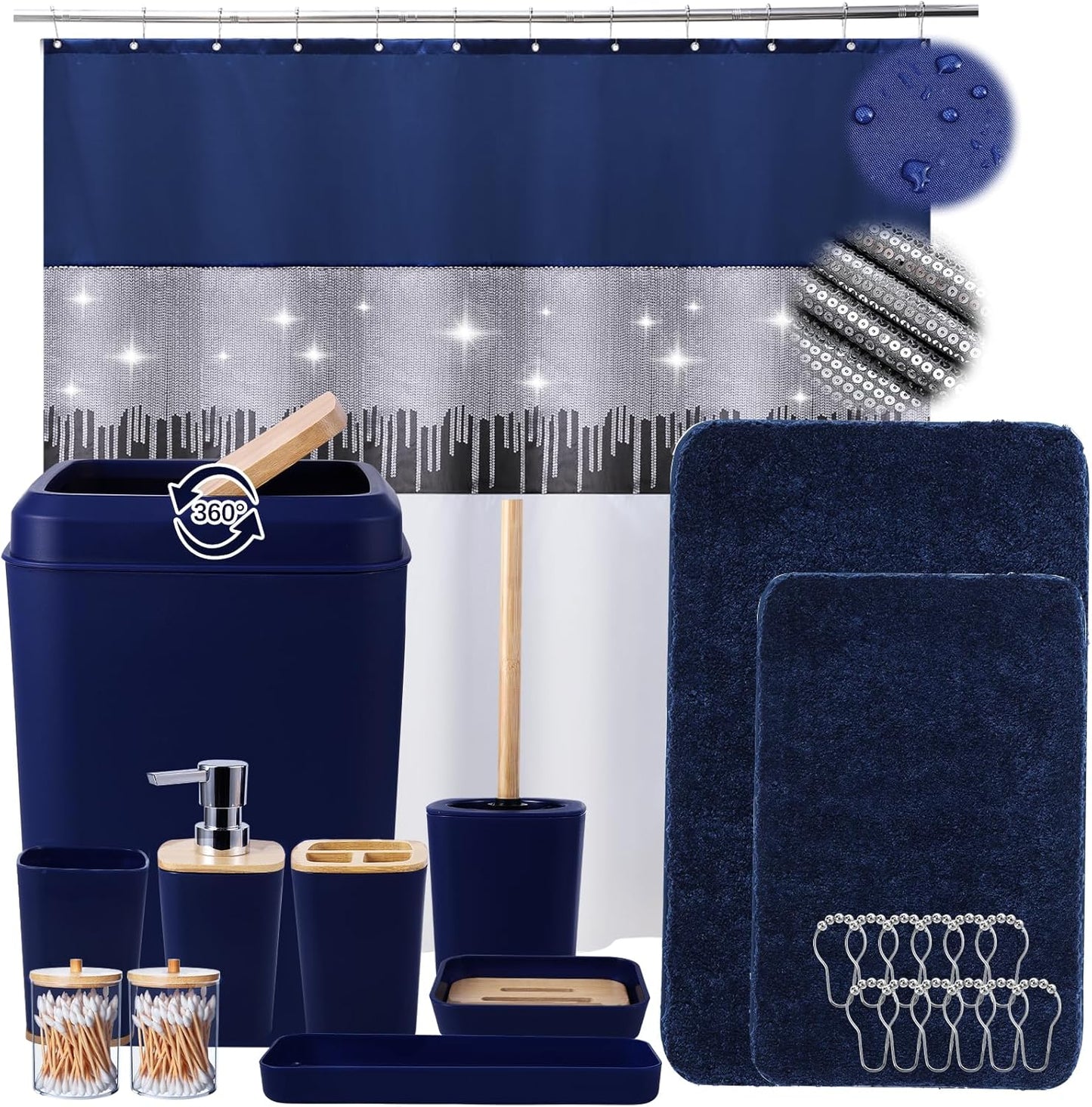 Dark Green Bathroom Sets with Shower Curtain and Rugs,Bathroom Sets Shower Curtain Set with Extra Soft and Absorbent Bathroom Rugs Green Bathroom Accessories
