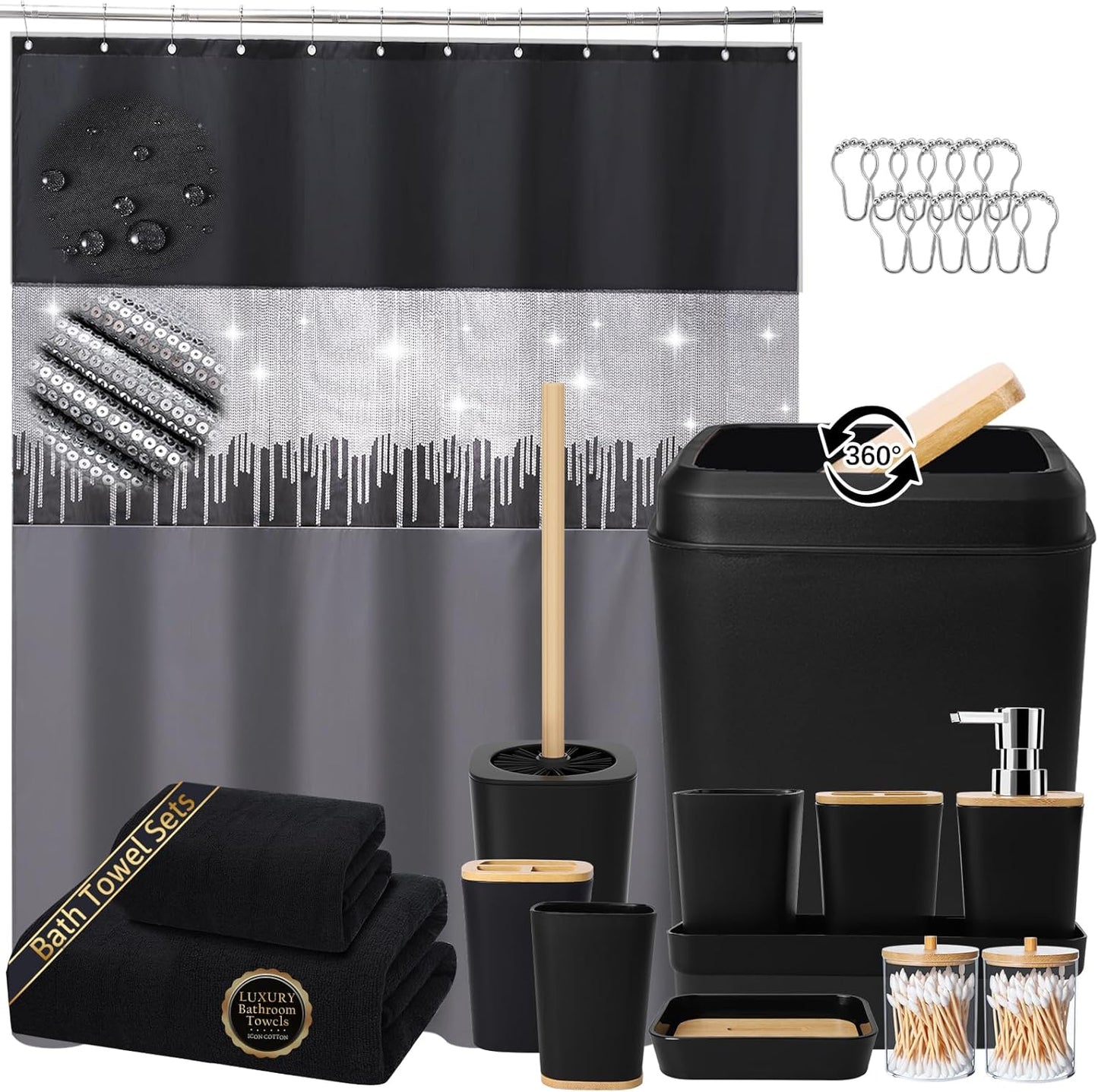 Dark Green Bathroom Sets with Shower Curtain and Rugs,Bathroom Sets Shower Curtain Set with Extra Soft and Absorbent Bathroom Rugs Green Bathroom Accessories