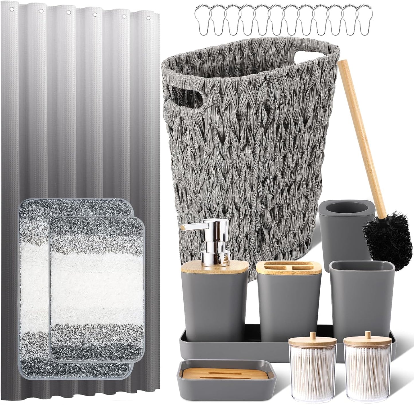 Dark Green Bathroom Sets with Shower Curtain and Rugs,Bathroom Sets Shower Curtain Set with Extra Soft and Absorbent Bathroom Rugs Green Bathroom Accessories