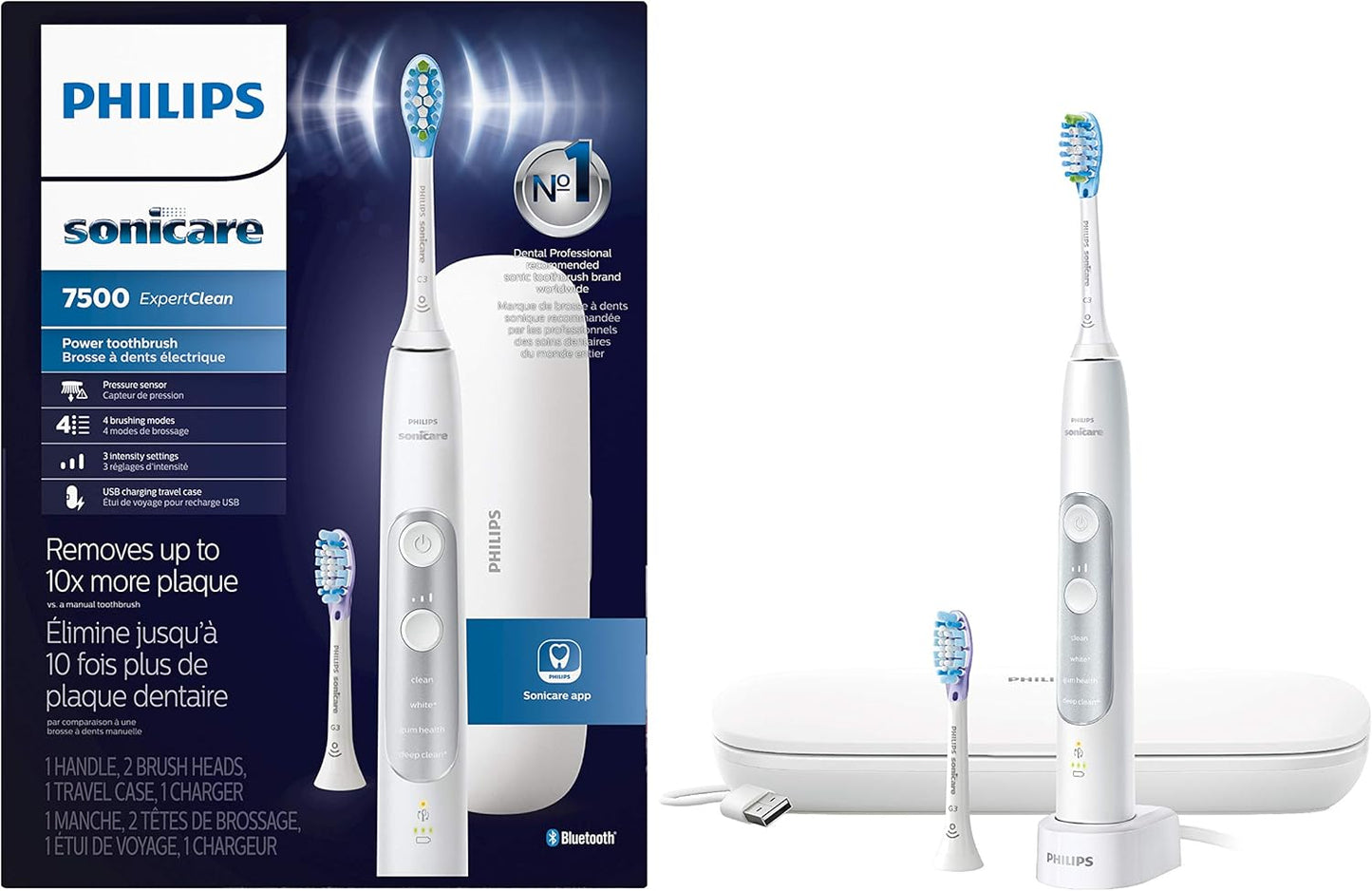 Philips Sonicare ExpertClean 7500 Pink, Rechargeable Electric Power Toothbrush, HX9690/07