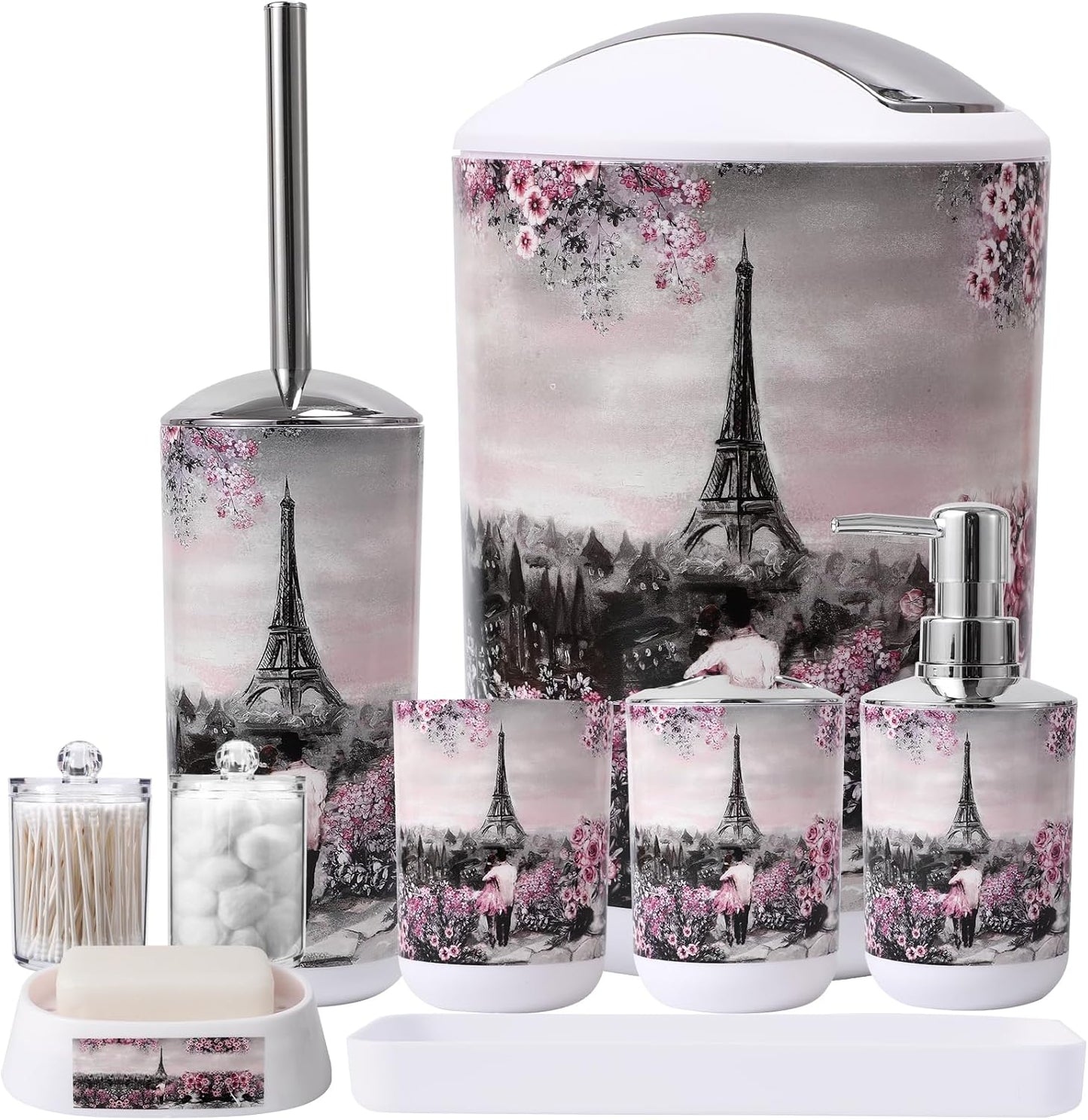 24PCS Bathroom Sets with Shower Curtain and Rugs,Bathroom Sets with Extra Soft and Absorbent Bath Rugs Purple Shower Curtain Set